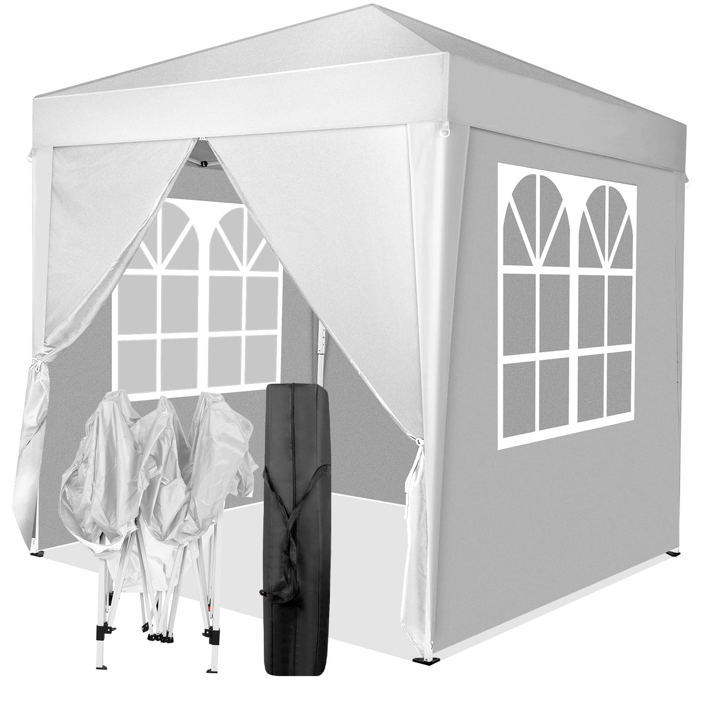 Gazebo 3 x 6 m, Folding Gazebo, Waterproof, Stable, Winterproof, UV Protection 50+, 420D Oxford, Foldable Height Adjustable, Party Tent, Garden Tent, for Garden, Camping, Outdoor, Black, 6