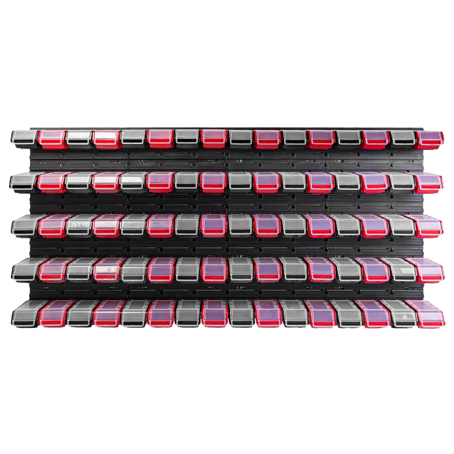 PAFEN Stacking Box Wall Shelf – 1544 x 780 mm – Storage System 80 Pieces Boxes with Lid – Storage Shelf, Storage Boxes, Storage Boxes, Shed Shelf, Black