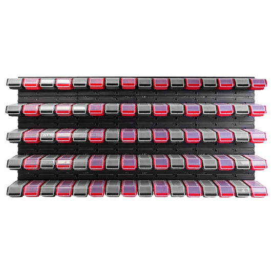 PAFEN Stacking Box Wall Shelf – 1544 x 780 mm – Storage System 80 Pieces Boxes with Lid – Storage Shelf, Storage Boxes, Storage Boxes, Shed Shelf, Black