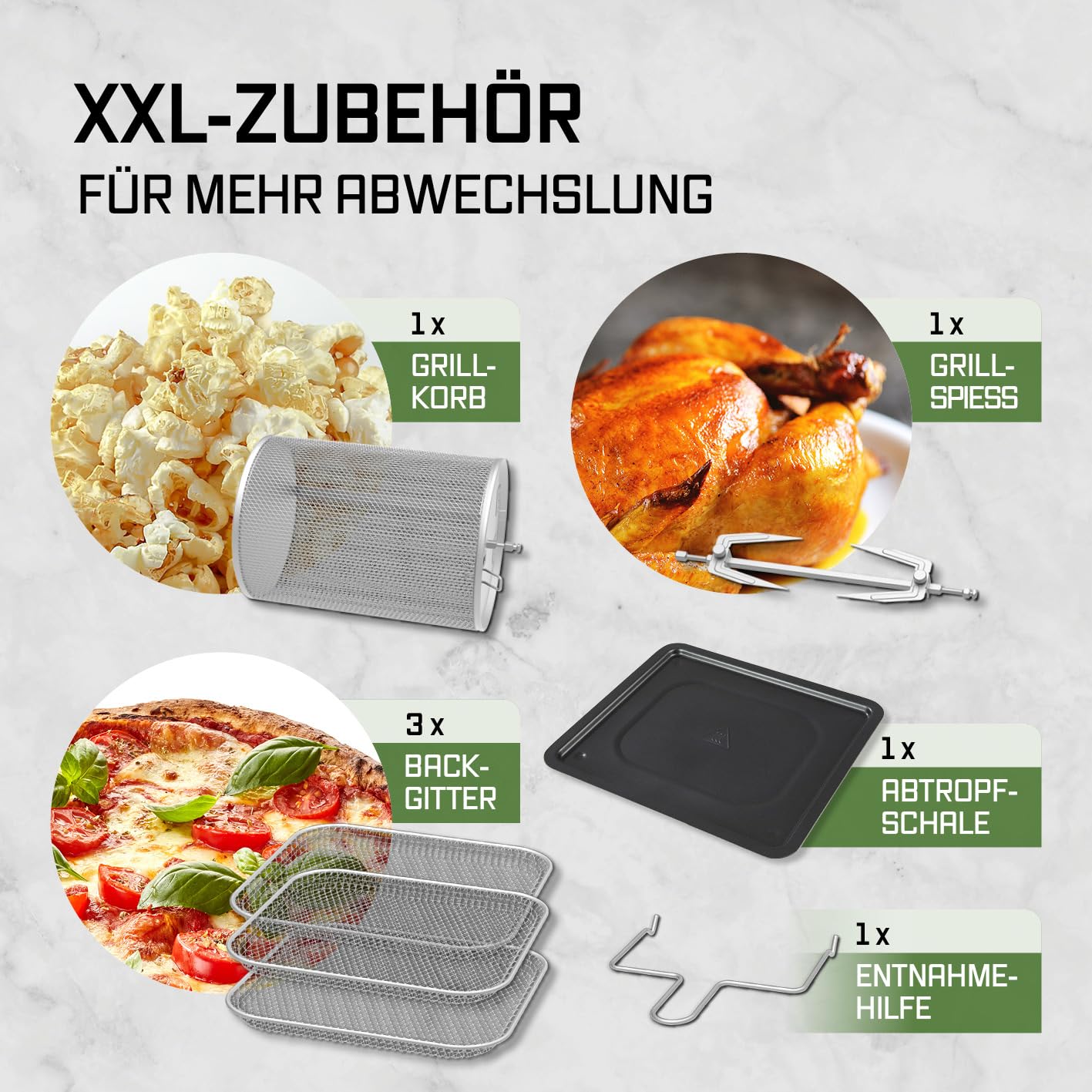 GOURMETmaxx Digitale Heißluftfritteuse 12 L, XXL-Edelstahl-Ofen | Airfryer + Timer, Touchdisplay, Drehspieß | fettarm, energiesparend frittieren | 10 Programme inkl. Pizza | 1800 W
