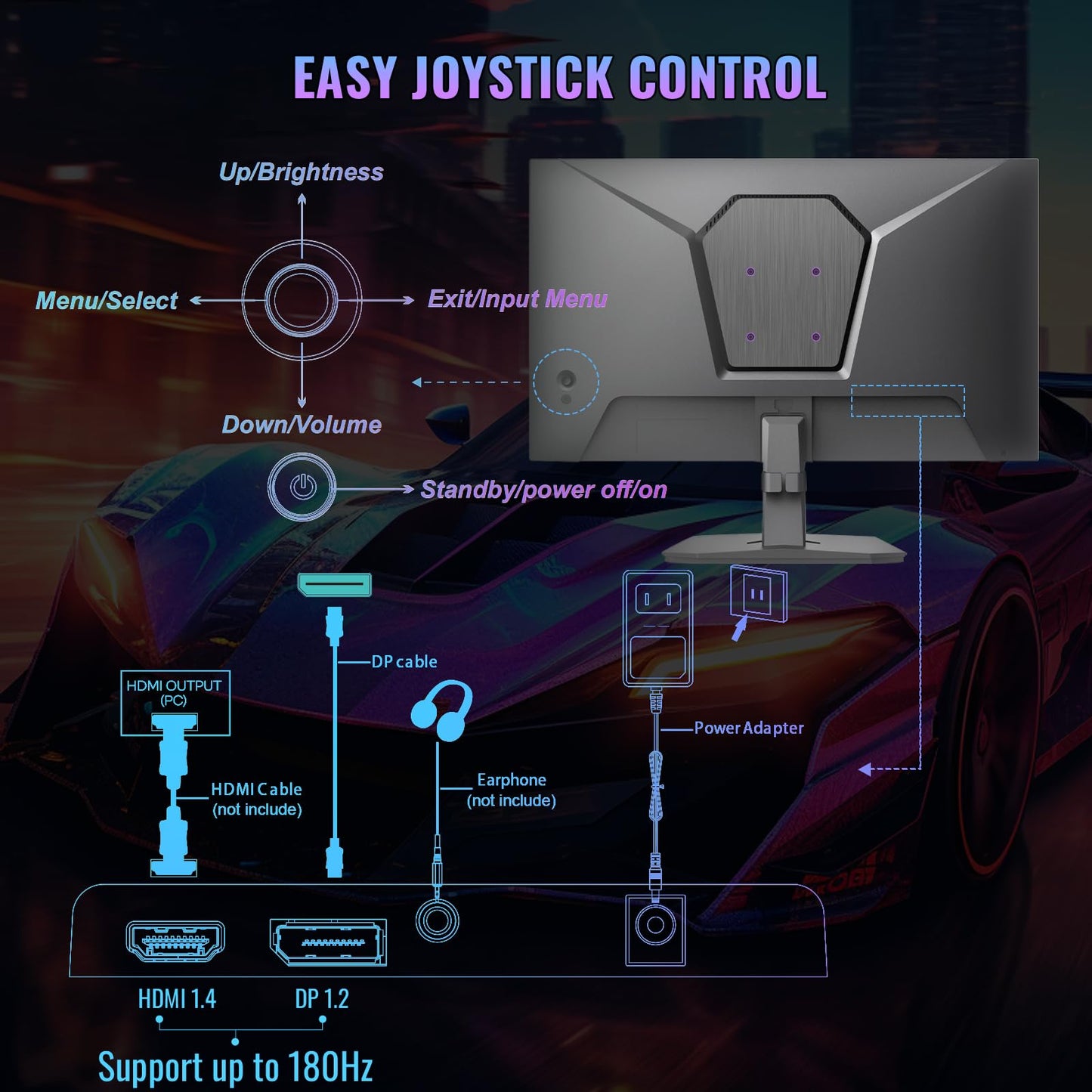 Minifire Curved Monitor 27 Inch 100Hz, PC Screen with Speaker -1500R FHD (1920 x 1080p) VA Panel, MPRT 1ms, sRGB110%, Less Blue Light, HDMI 1.4, Type-C 2.5W, Supports VESA - Black