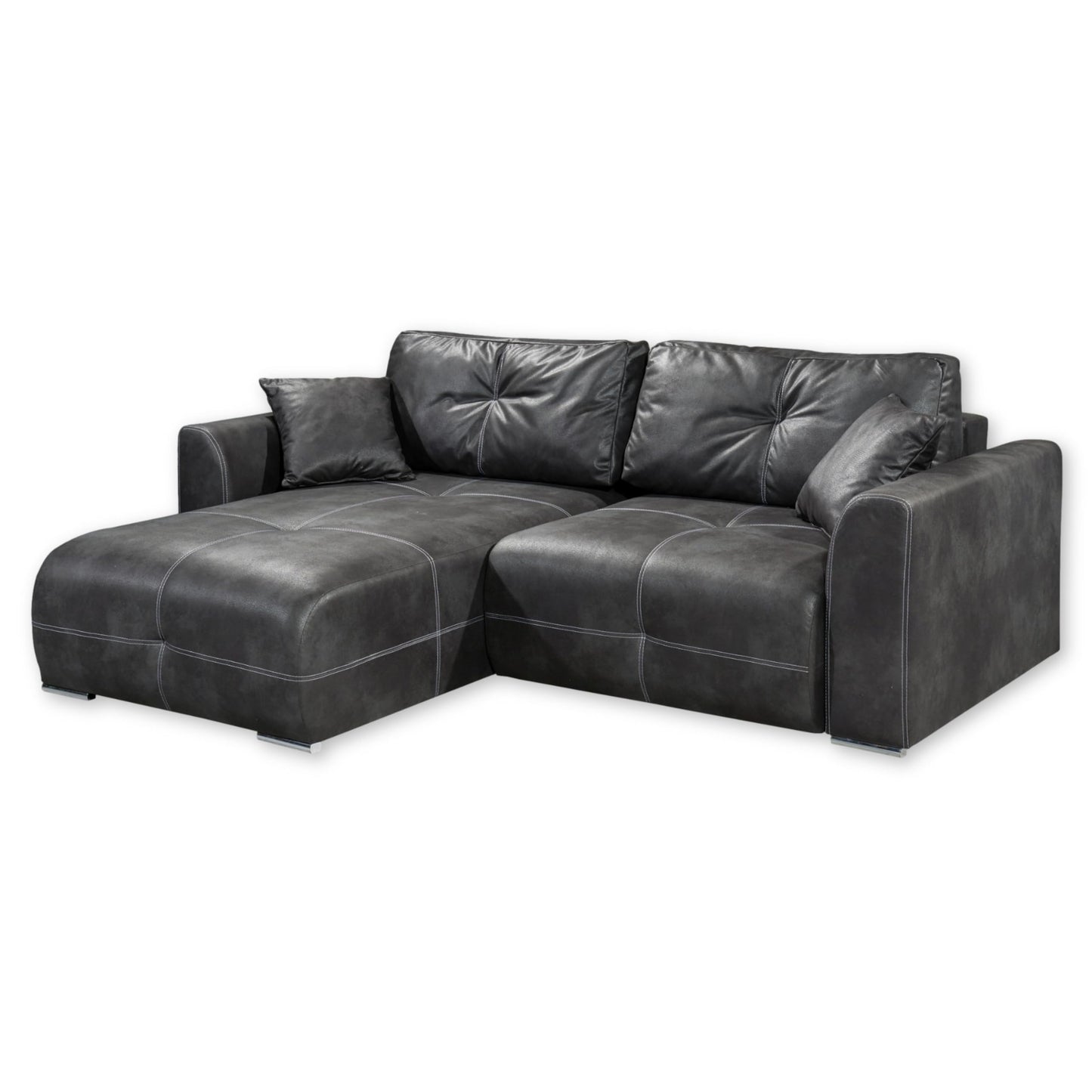 Dolan Comfortable Sofa Bed in Leather Look with Bed Box, Light Brown, Extendable Sofa with Sleep Function, 245 x 85 x 115 cm (W x H x D)