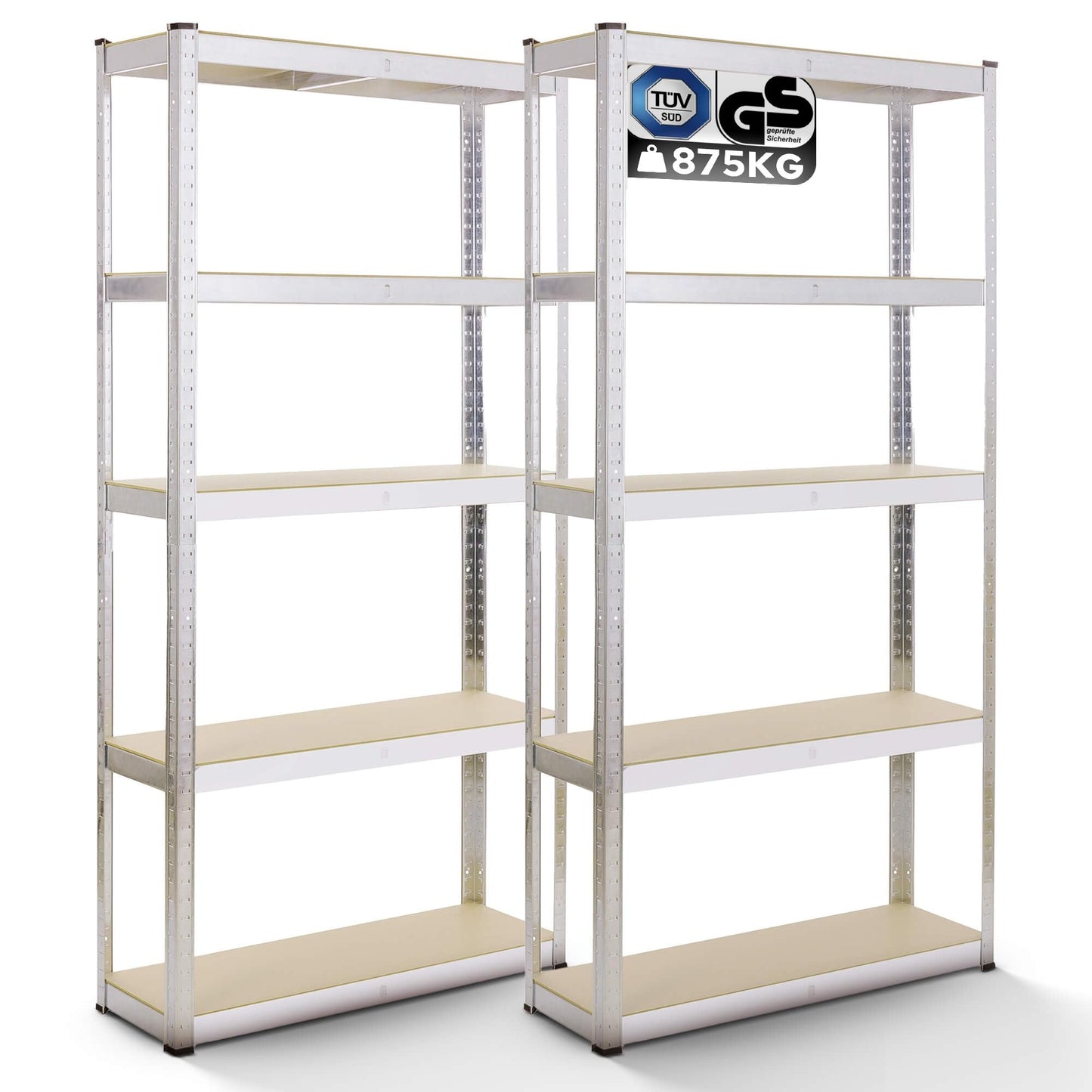 Arebos Heavy Duty Shelves in Various Sizes, Max. 875 kg Load Capacity, Easy Installation Thanks to Plug-in System