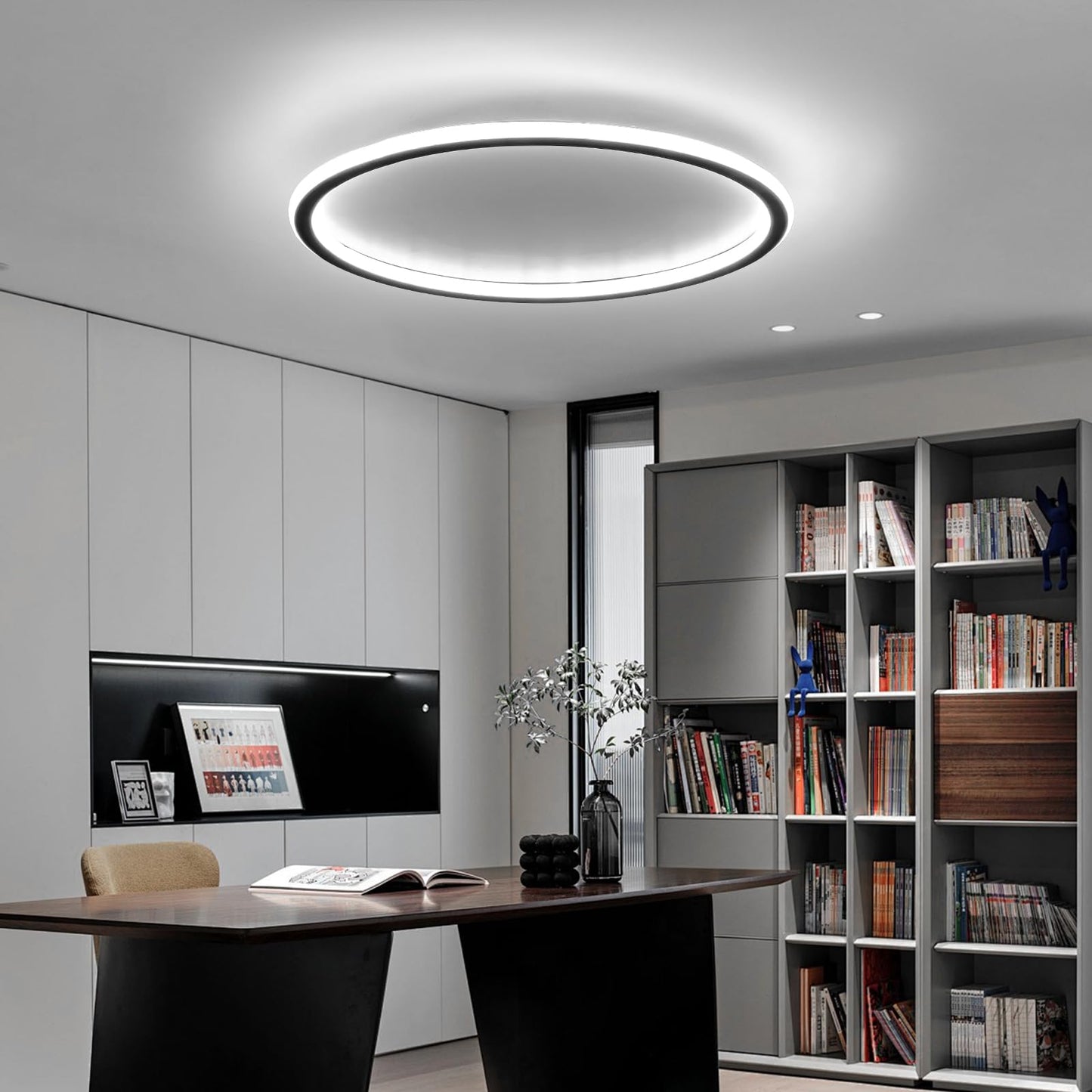 Mikeru 3000K Ceiling Light, 40 cm LED Round Ceiling Lighting, Warm White Ceiling Light, Flush Mount Bathroom Ceiling Lights Without Remote Control for Living Room, Hallway, Bedroom