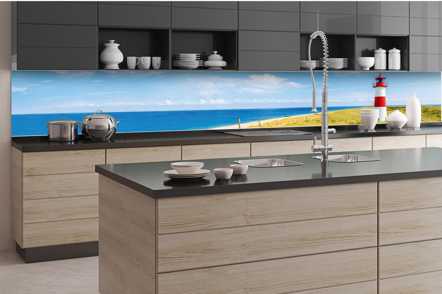 Küchenrückwand Folie selbstklebend HOLZLATTEN | Klebefolie - Dekofolie - Spritzschutz für Küche | Made in EU - 260 cm x 60 cm