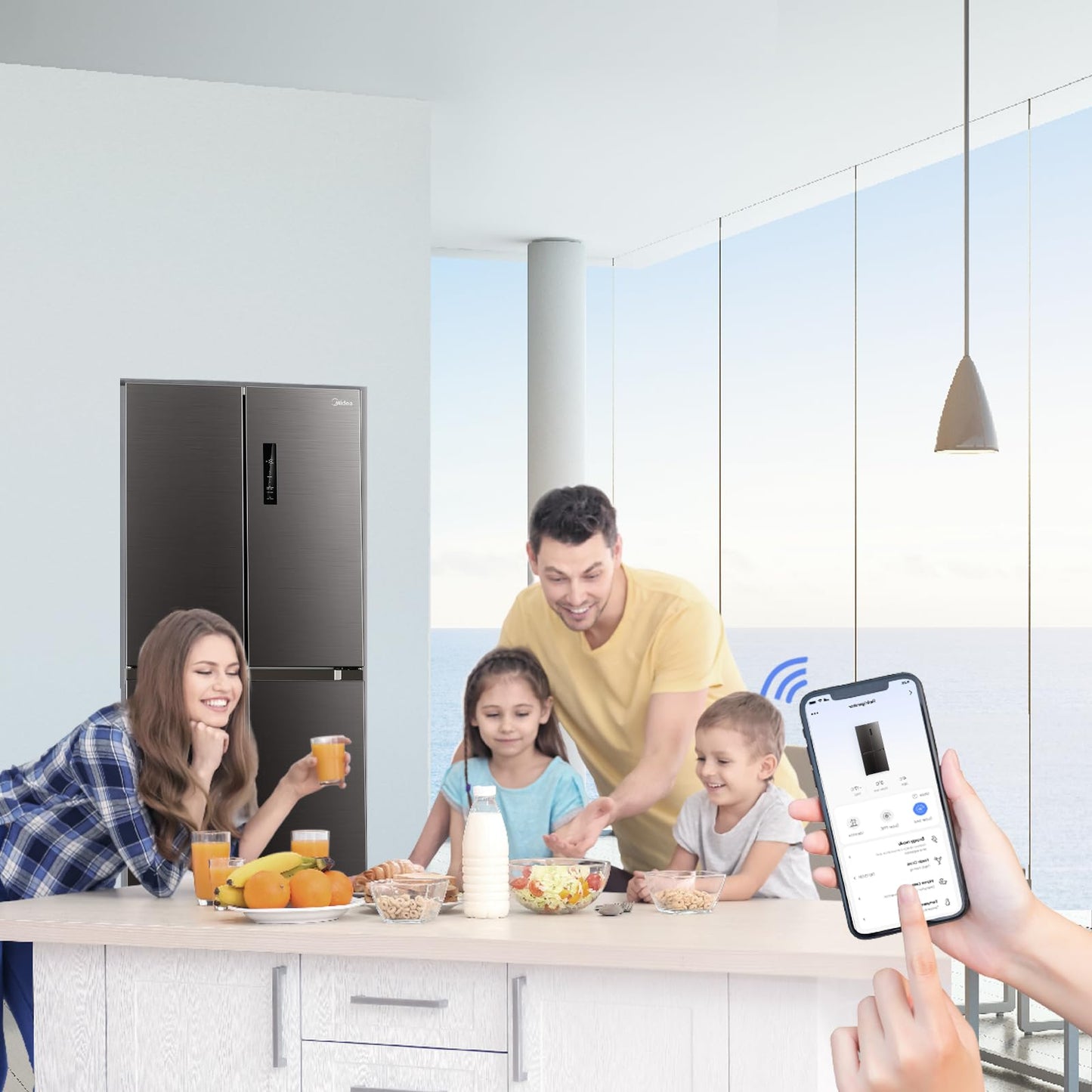 Midea MDRF632FIE28 Multi Door Fridge/Freezer Combination / 177.5 cm Height / 83.3 cm Width / 65.3 cm Depth / NoFrost / 295 kWh per Year / 305 L Fridge Capacity / 169 L Freezer Capacity / Plasma Pure /