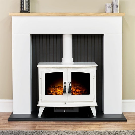 Adam Woodhouse Electric Fireplace in White