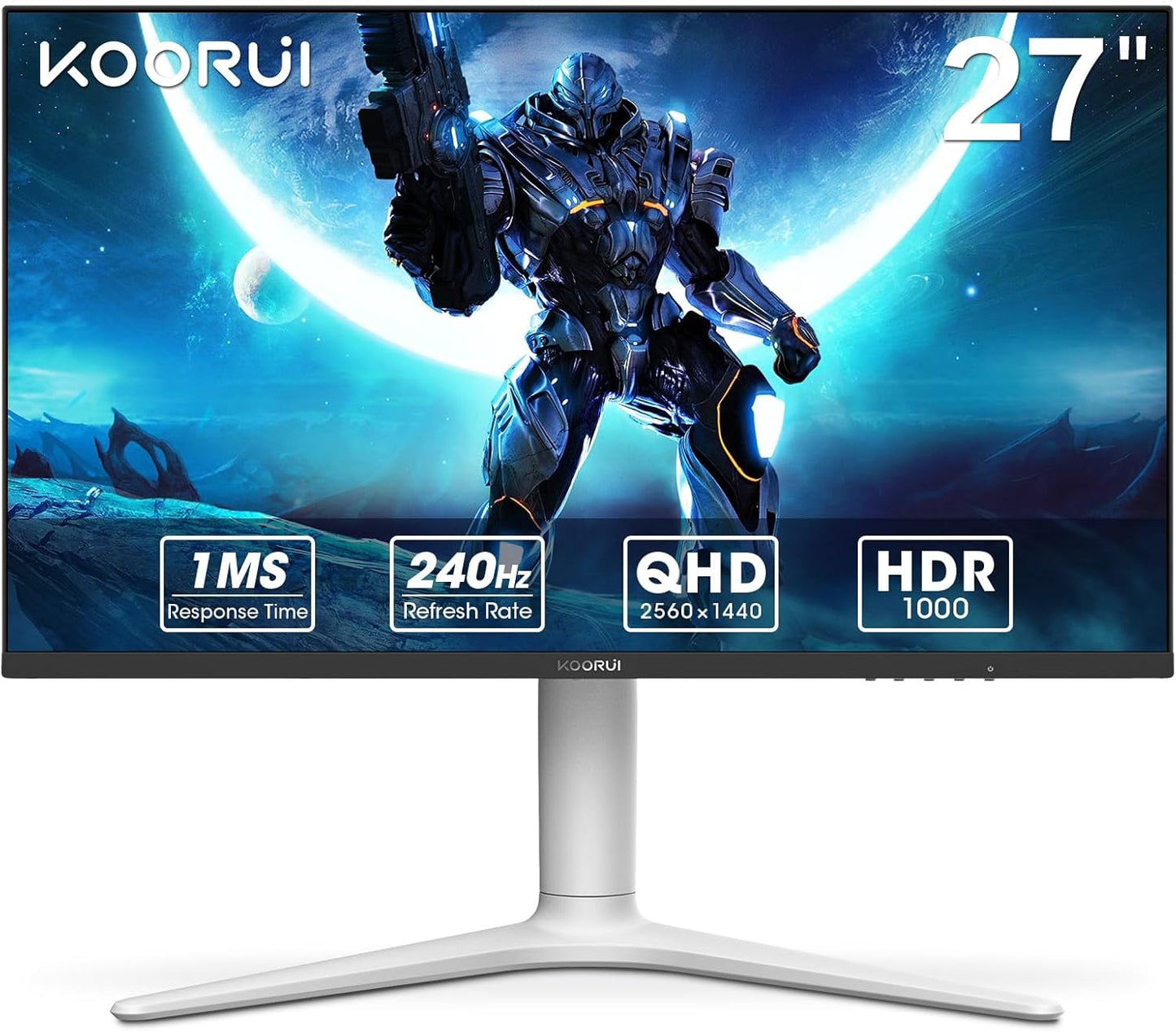 KOORUI Gaming Monitor 27 Zoll, Full HD Rahmenlos Bildschirm 165Hz Adaptive Sync (1ms, VA-Panel, Eye-Care, 1920 x 1080, 2xHDMI 2.0, & DisplayPort 1.4, VESA 75x75mm, DCI-P3 90%)