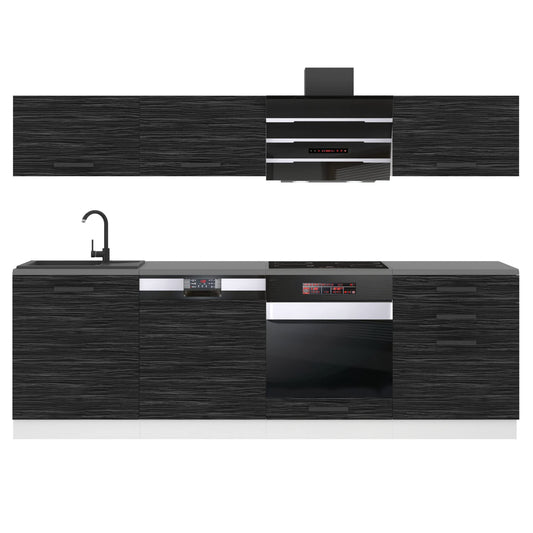 Belini Linda Kitchen Unit, Kitchen Furniture 240 cm, Fully Equipped without Electrical Appliances, with Wall Cabinets and Base Cabinets, with Worktops, Matt White