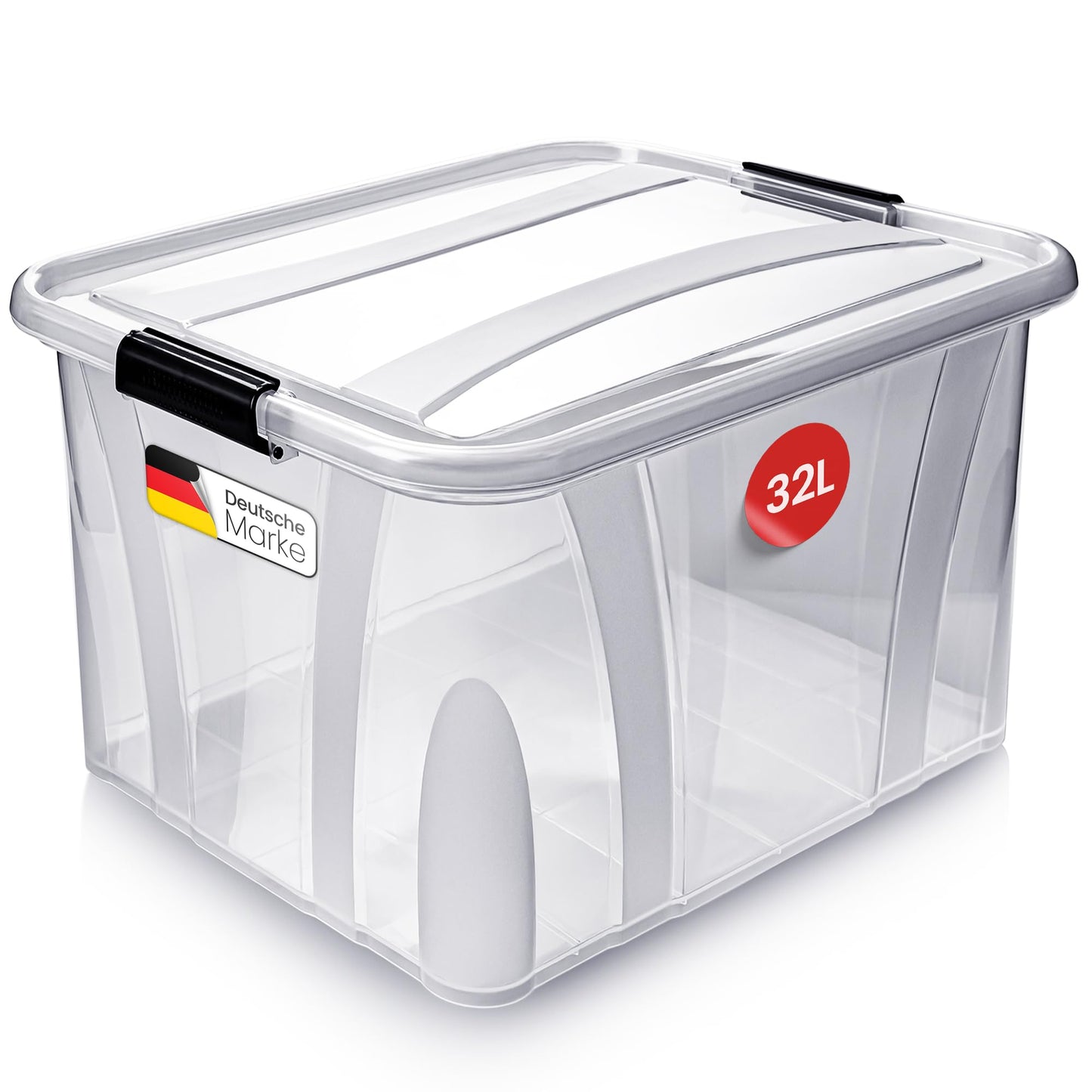 KONZEPT Storage Box with Lid 32L BPA Free Heavy Duty Locking Clips