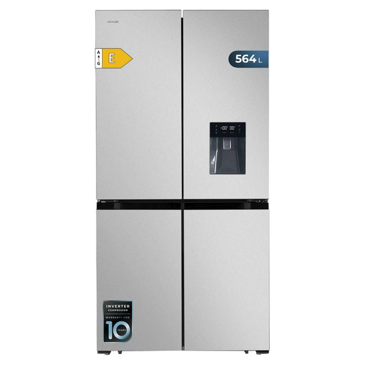 Cecotec Amerikanischer Kühlschrank, 4 Türen, 564 l, Bolero, CoolMarket, 4D 564 Dark E. 183 cm hoch, 91 cm breit, Wasserspender, geringer Stromverbrauch, Invertermotor, Plus, Total NoFrost