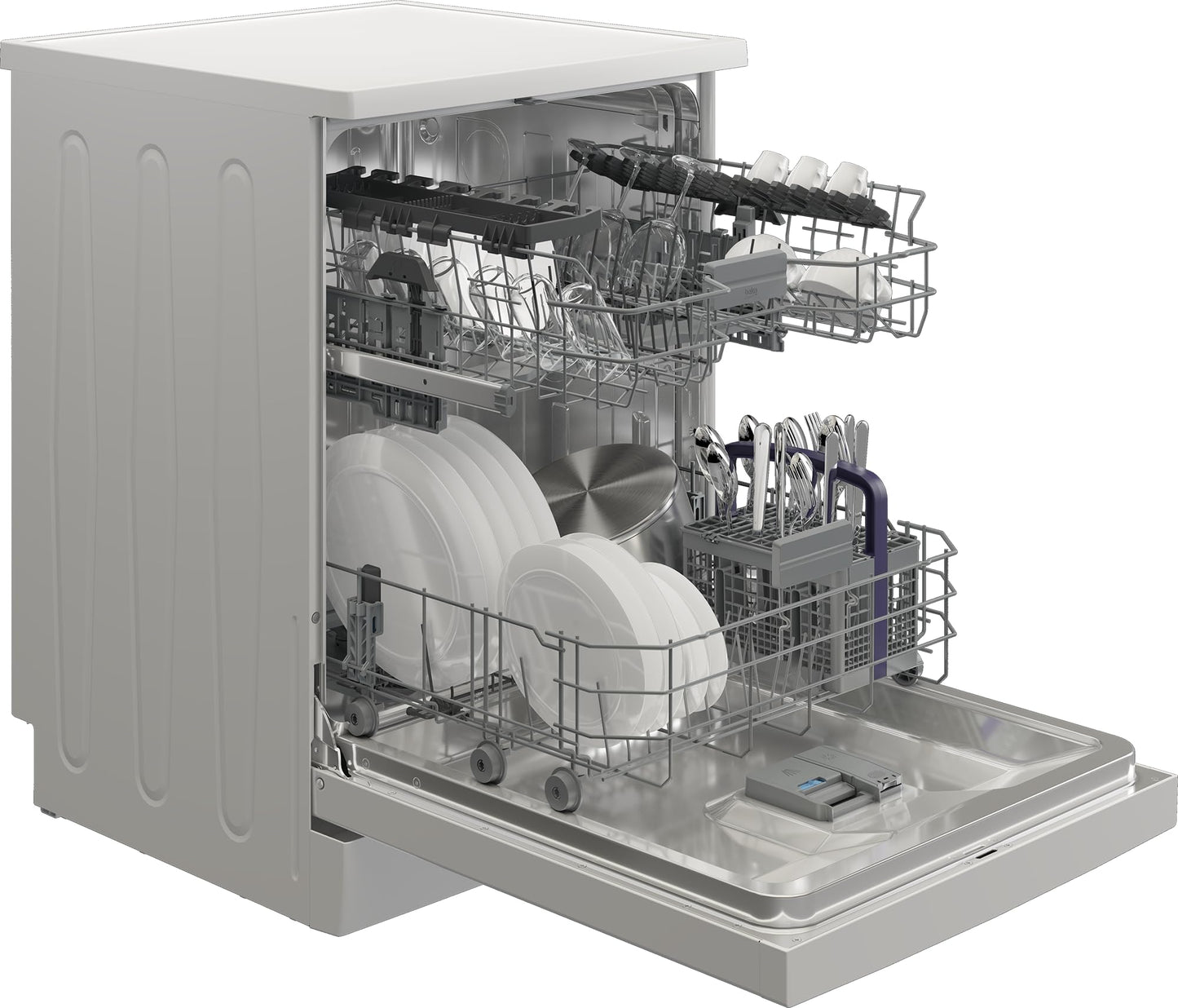 Beko BDFN26430S Dishwasher 60 cm, Freestanding, Undermountable, for 14 Place Settings, 6 Programmes, 4 Additional Functions, 3 Sink Levels, HygieneIntense, SelfDry, Program for Half Load, Silver