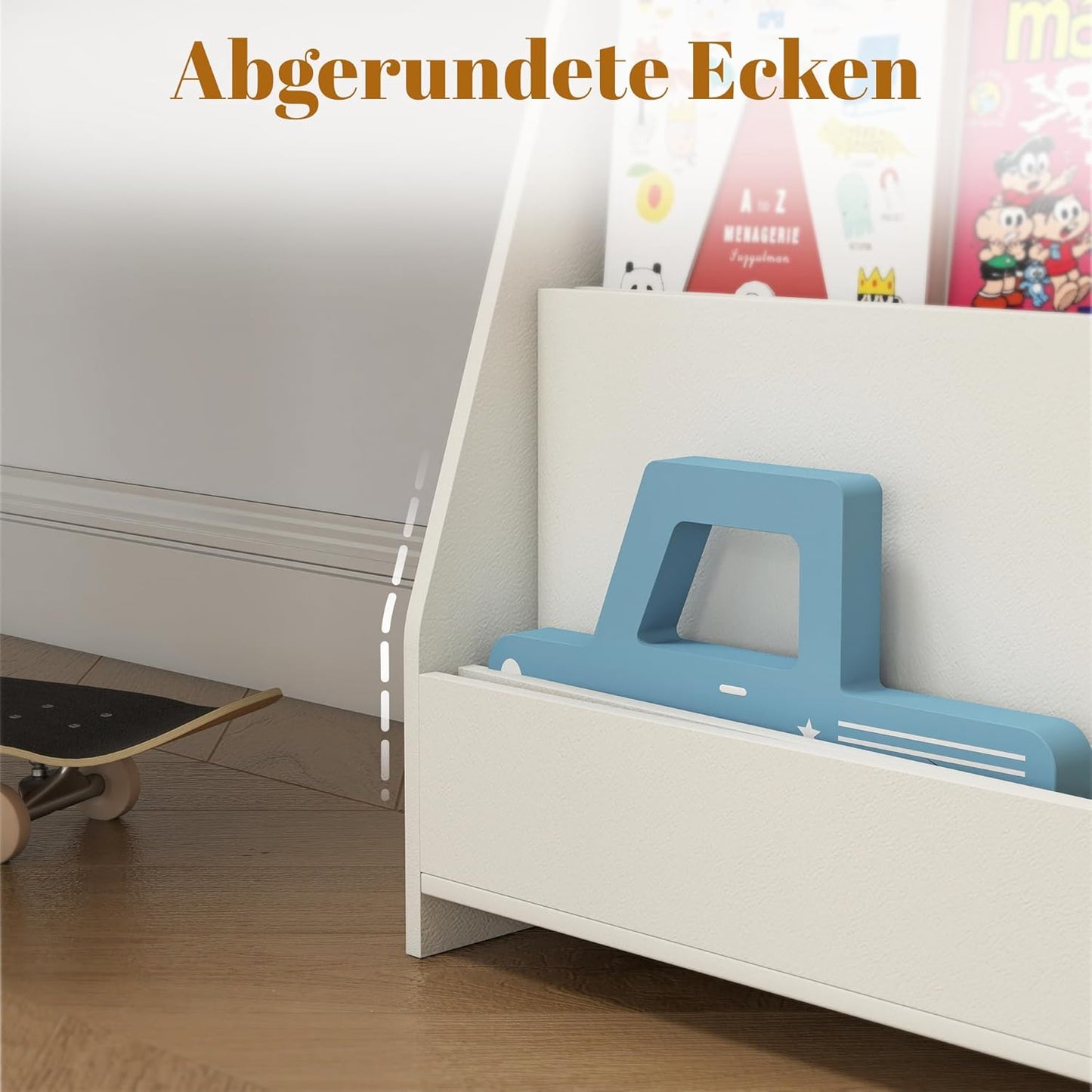 SOCOMFAY 4-Tier Children's Bookcase, Wooden Shelf, Children's Bookshelf for Children's Room, Nursery, White