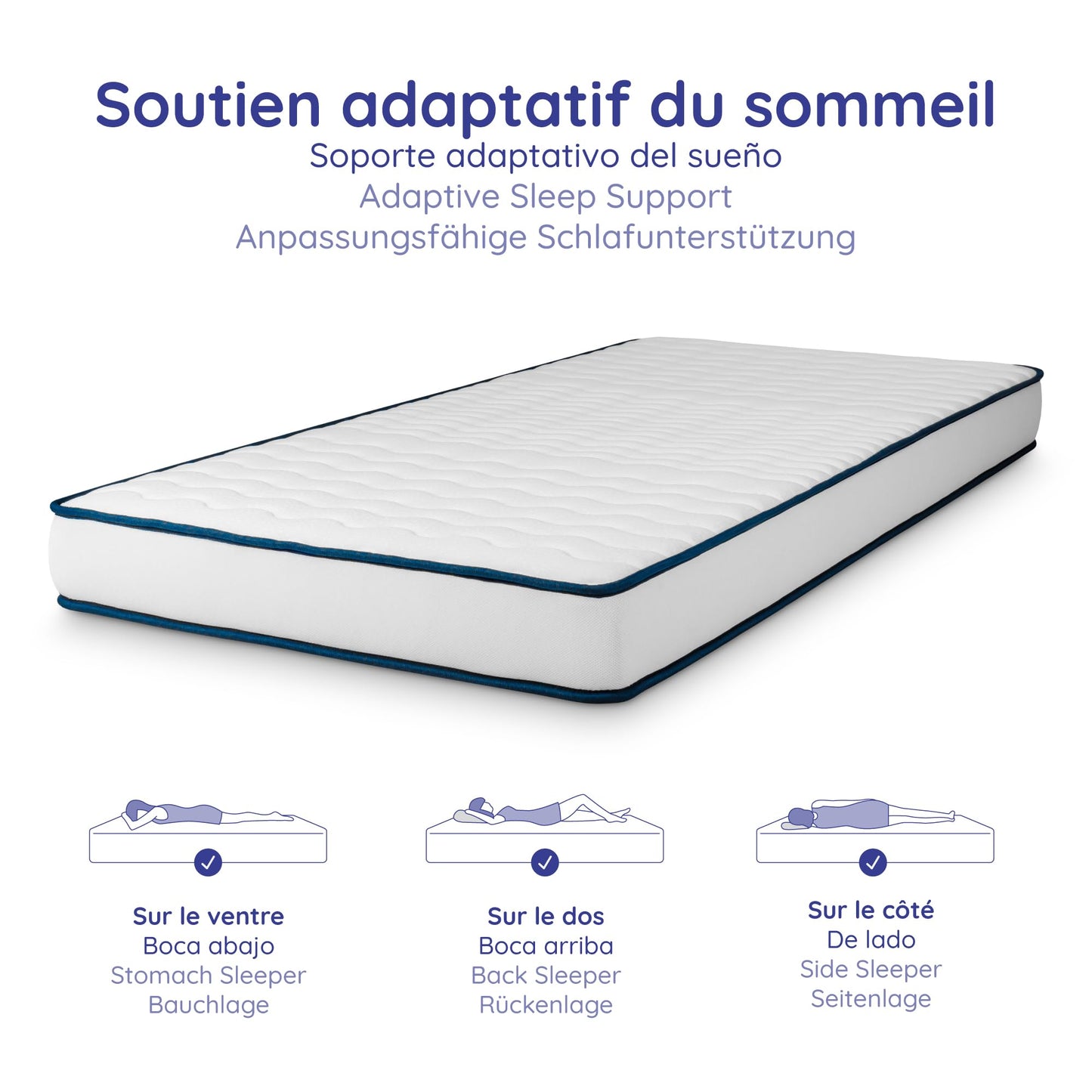 COSMOS - Mattress 180 x 200 cm Upsilon Cold Foam Mattress Hardness H2 - Oeko-Tex Certified - Latex Blue 7-Zone Mattress Height 21 cm - Made in EU