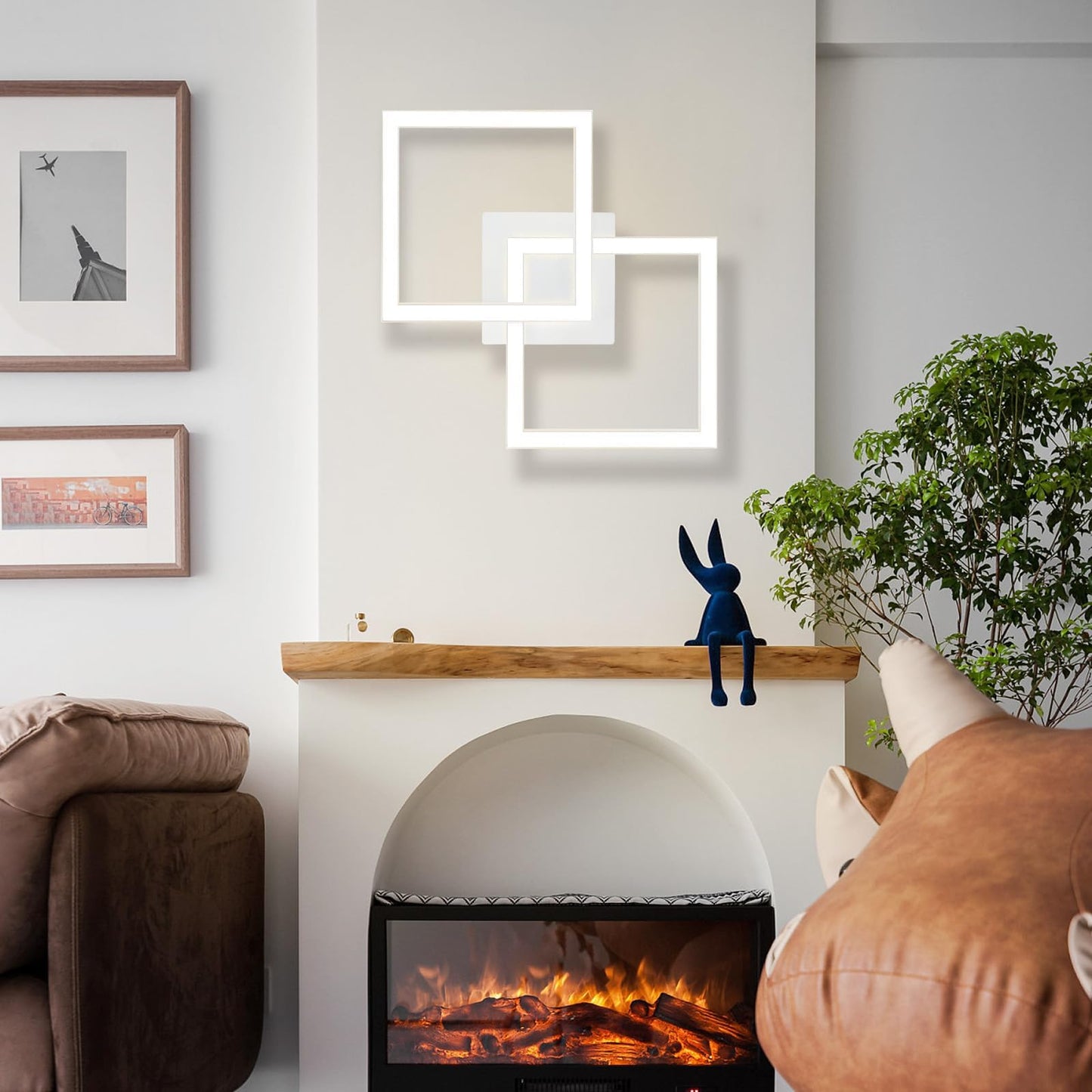 Homefire LED Ceiling Light, Kitchen, 24 W, Kitchen Lamp, Black, Living Room Lamp, Modern Design, Hallway Lamp, Warm White, Hallway, Bedroom Lamp, Square, for Living Room, Bedroom