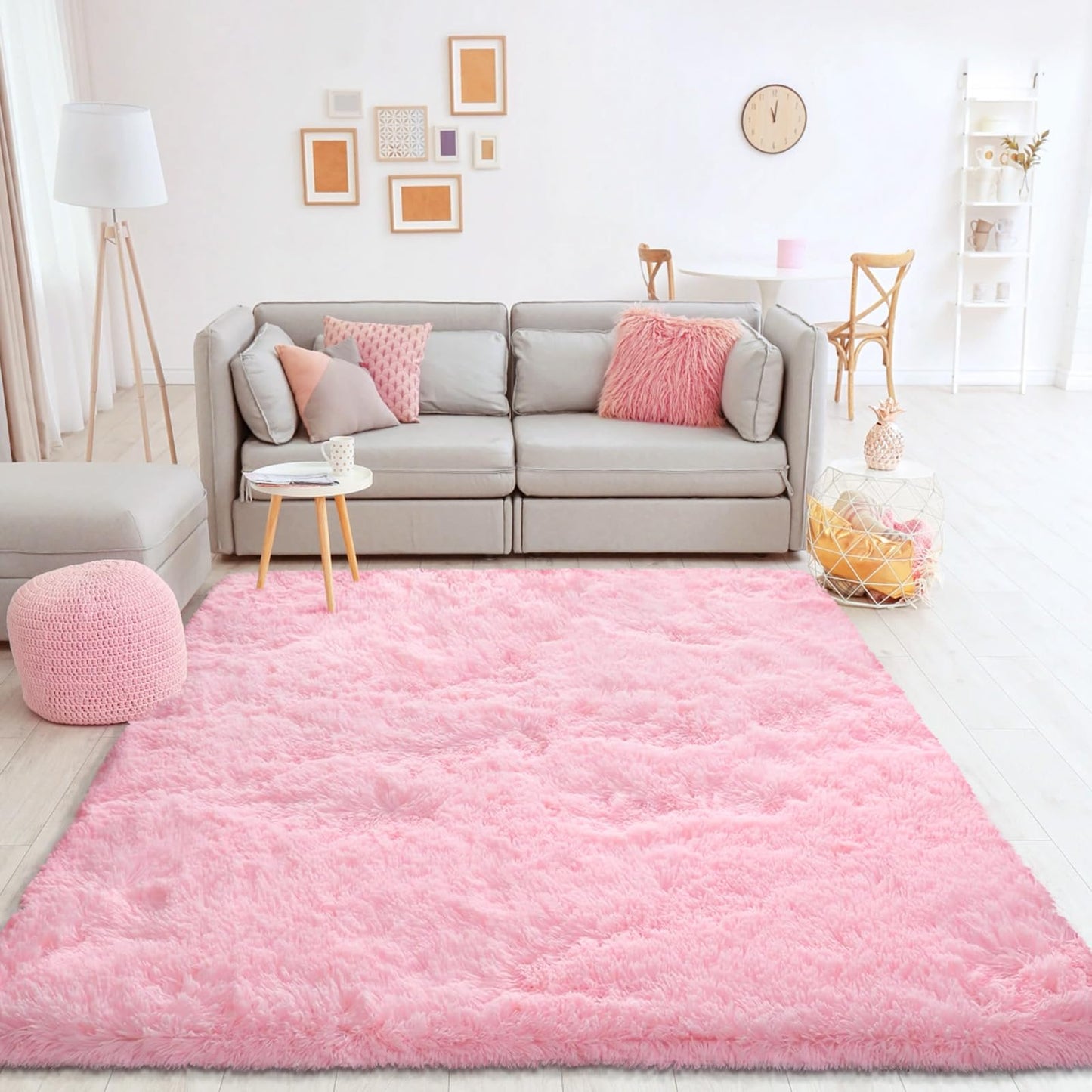 XSIVOD Fluffy High Pile Rug, Dark Grey, Washable Rug 140 x 200 cm, Living Room, Non-Slip Extra Large Rugs, Bedroom, Soft Modern Rugs, Mat Rugs for Children's Room