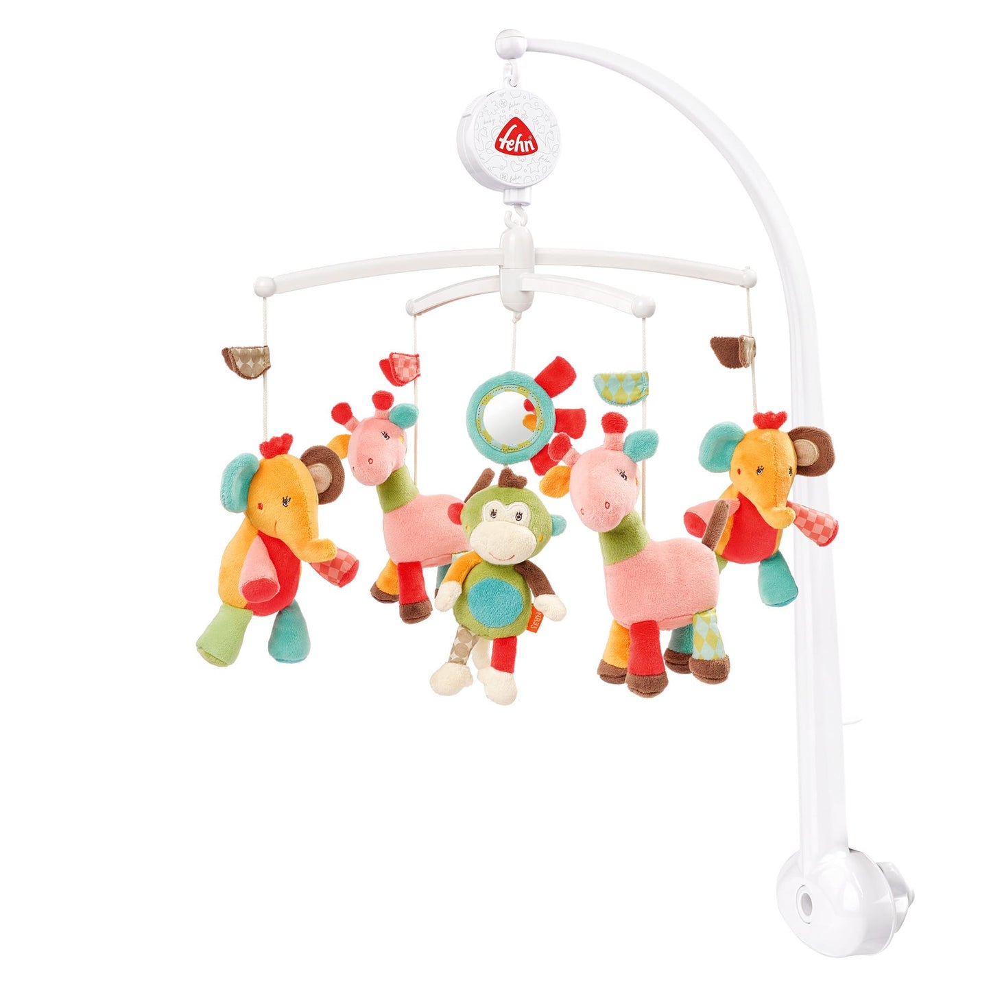 Fehn 053180 Good Night Music Mobile, With Melody "Weißt du wie viel Sternlein stehen" and Cute Figures with "Glow-in-the-Dark" Embroidery, For Babies from 0-5 Months, Size: Diameter 40 cm