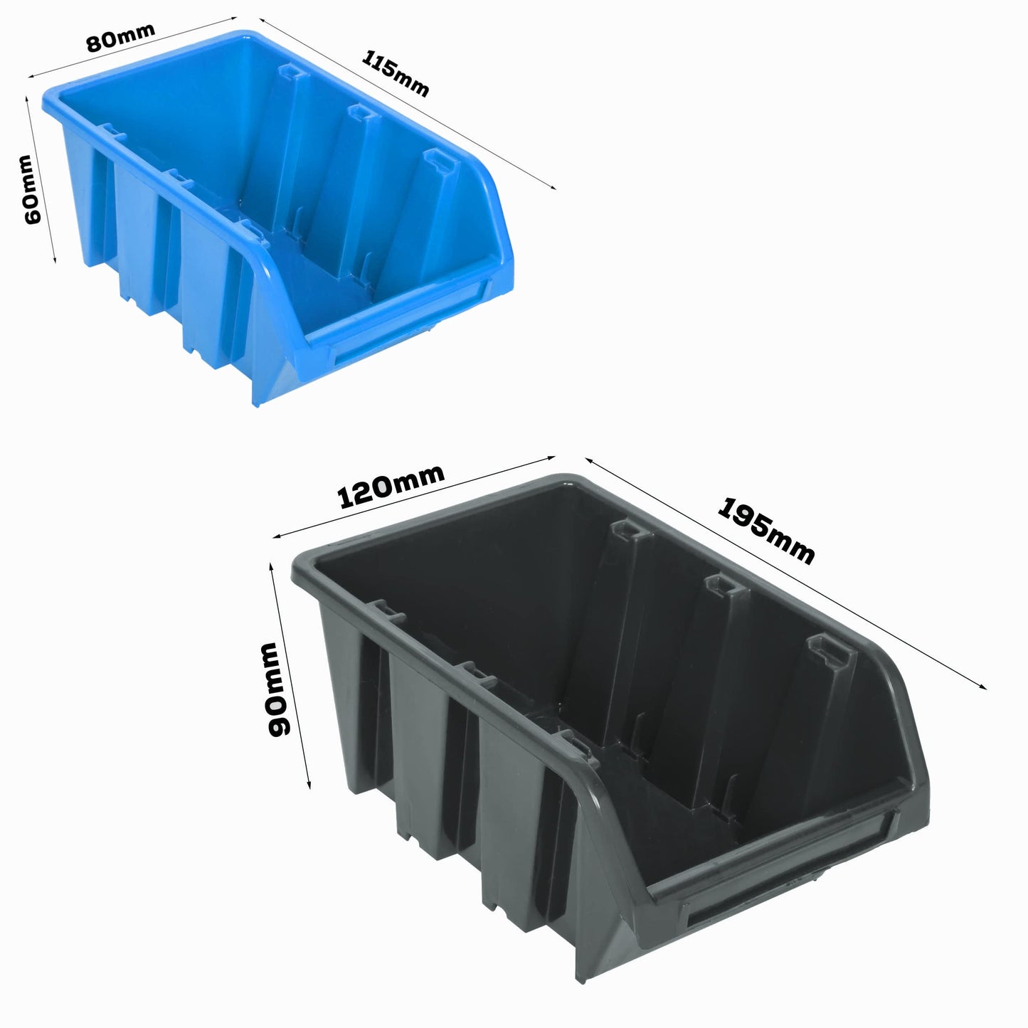 botle 24 Stacking Boxes Wall Shelf Plastic 77 x 78 cm Tool Holder Workshop Garage Storage System Storage Boxes Chute