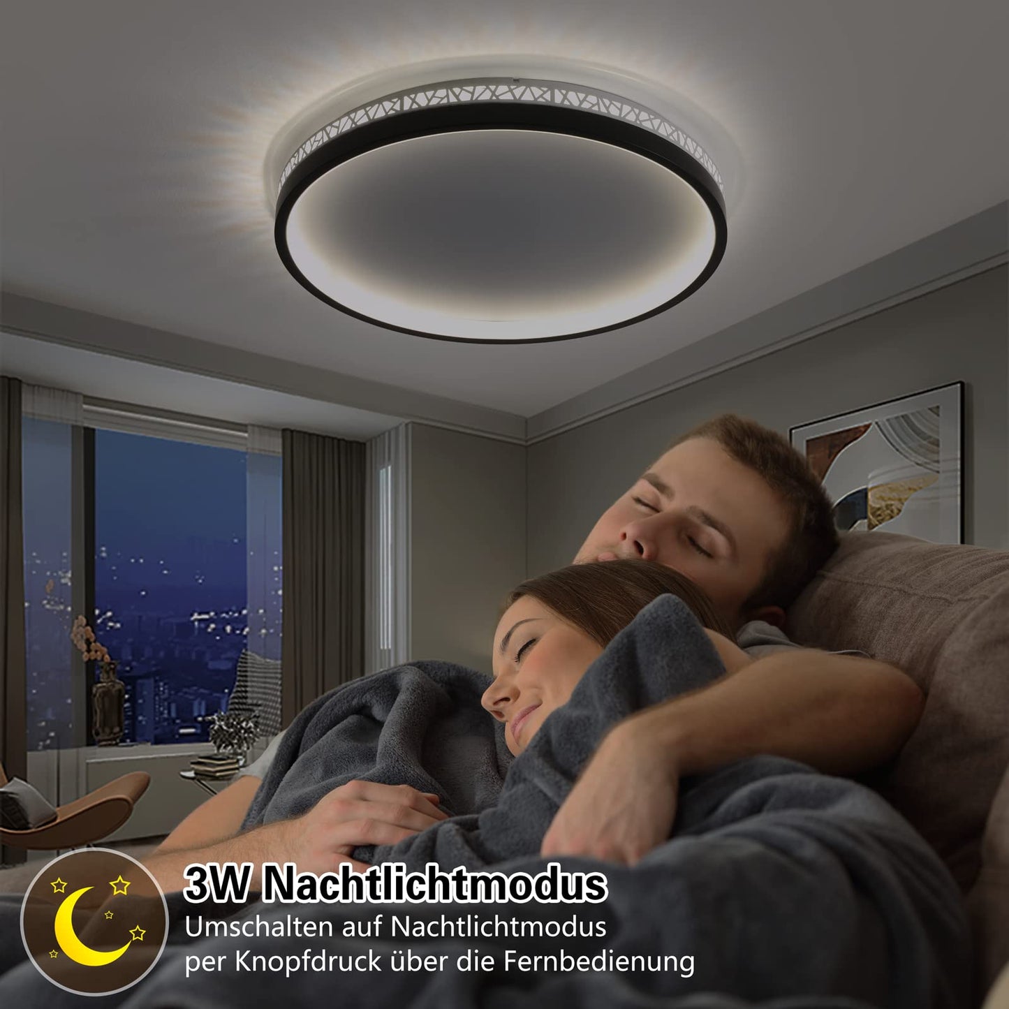 LED Ceiling Light 3000 K Warm Light Bedroom Lamp 30 W 30 cm Round Black Hollow Design "Bird's Nest" Ceiling Lamp Bedroom 3000 lm Not Dimmable