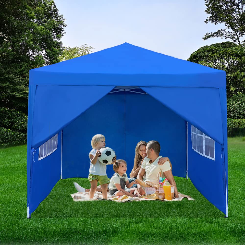 Mingone Folding Gazebo Waterproof Gazebo 3 x 3 m Stable Party Tent Pop Up Garden Tent Pasture Tent PE Beer Tent UV Protection 50+ Marquee with 4 Side Panels, Beige