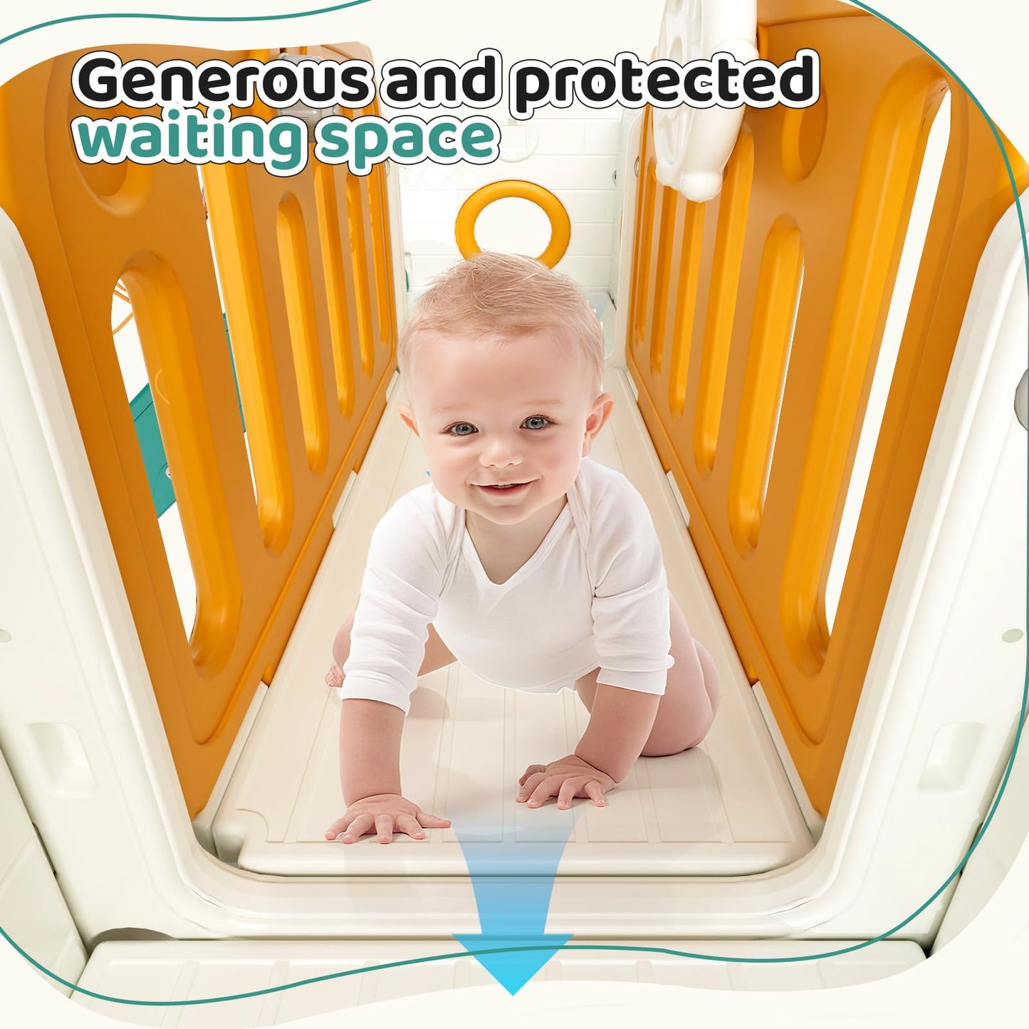 MAMIZO 9-in-1 Children's Slide, Children's Slide with Climbing Frame, Indoor and Outdoor Slide with Basketball Hoop and Telescope, Tunnel, Storage Space, Garden Slide, Children's Playground, with 2