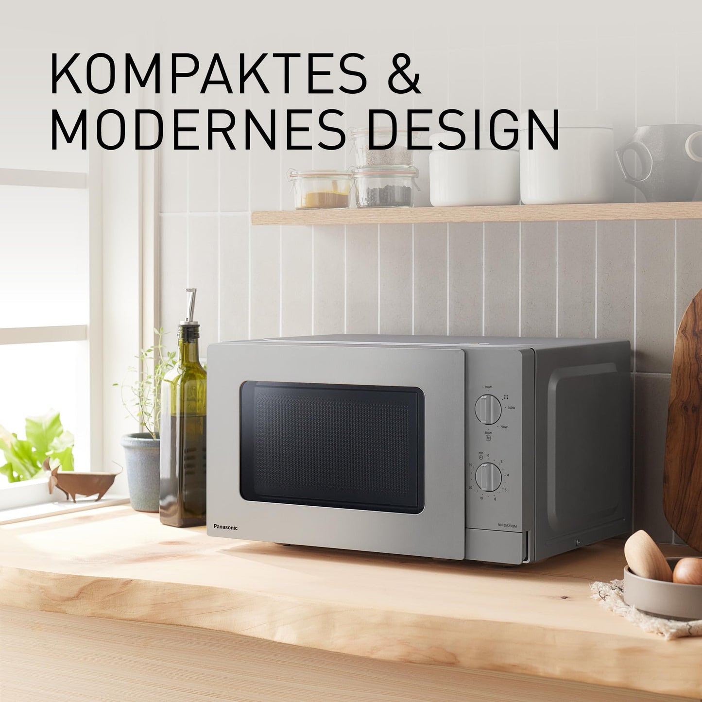 Panasonic NN-ST21QWEPG 20L Solo Microwave with Turntable, 800W, Automatic Defrost, 11 Automatic Programmes, LED Display, 5 Power Levels, Digital Timer, White