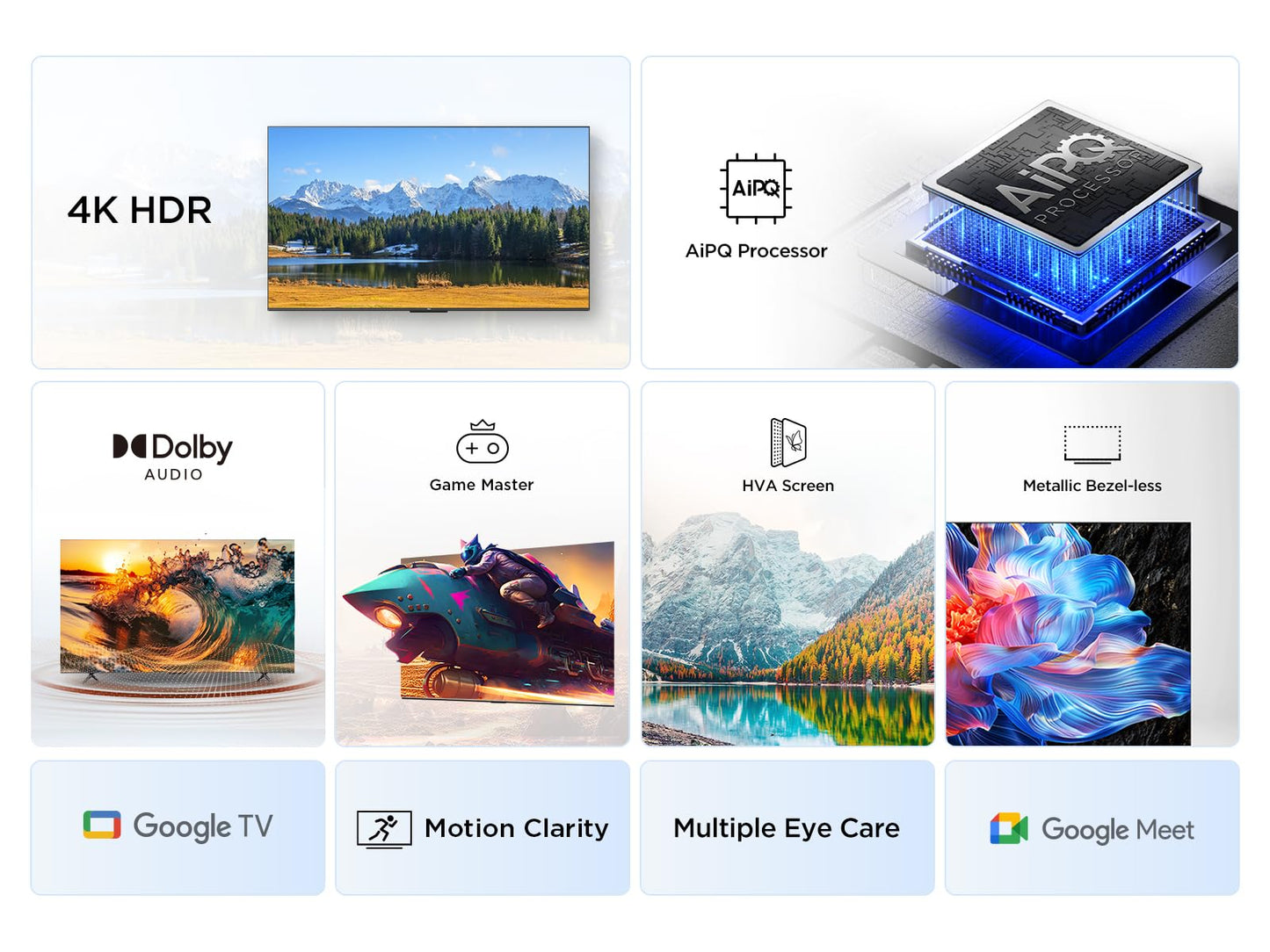 TCL 43V6C 43 Inch 4K UHD Smart TV - HDR10+, HVA Panel, Dolby Vision, Google TV, HDMI 2.1, DVB-T2/C/S2, Bluetooth 5.2, Voice Control with Alexa & Google Assistant