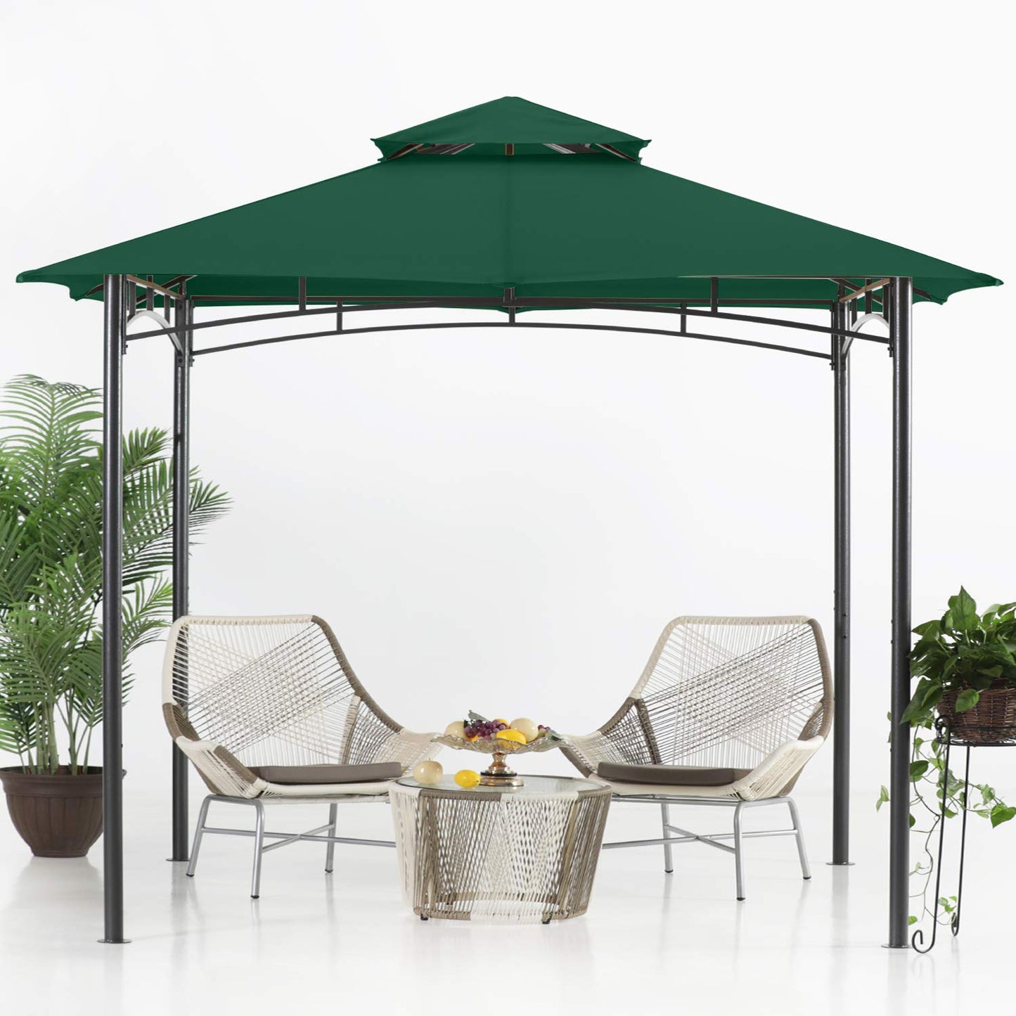 ABCCANOPY Pavillon 2.5x2.5m Wasserdicht Stabil Winterfest Gartenpavillon，Doppeldachweichdach Hinterhof-Partyzelt mit Netz für Schatten und Regen,Grau