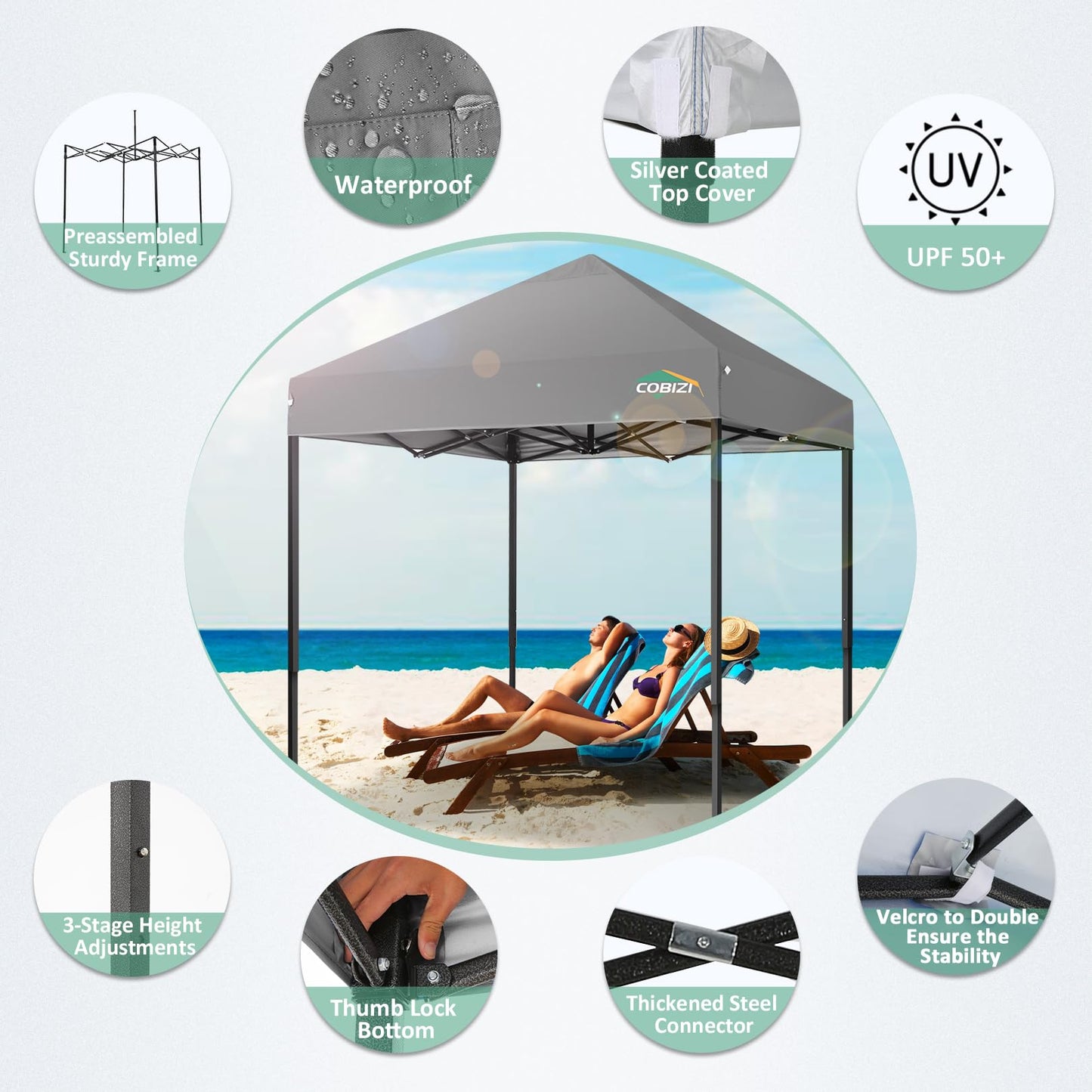 COBIZI Pavillon Faltpavillon 3x3 wasserdicht stabil Winterfest,Outdoor faltbar partyzelt，gartenpavillon mit 4 Seitenteilen und 4 Sandsack und Laufradtasche, Schwarz