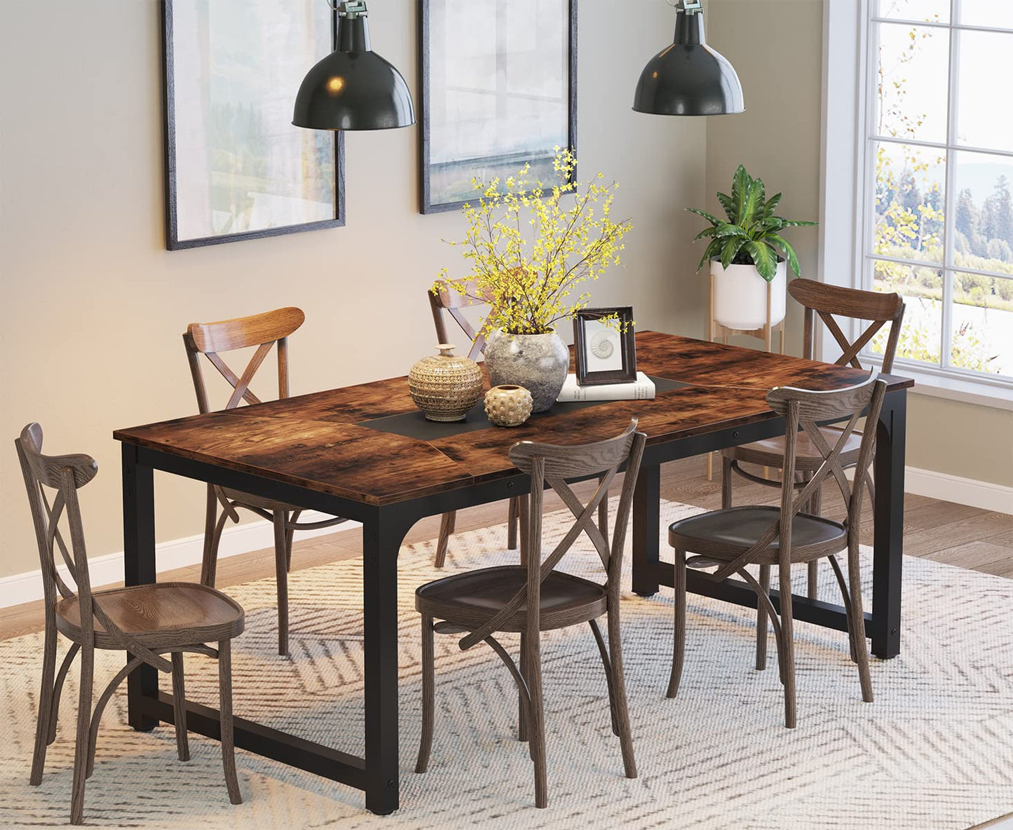Tribesigns Computer Desk, 180 x 90 x 77 cm, PC Table, Office Table, Work Table, Dining Table, Office Furniture, Computer Desk, Conference Table for Home Office, Home Desks, Rustic Brown