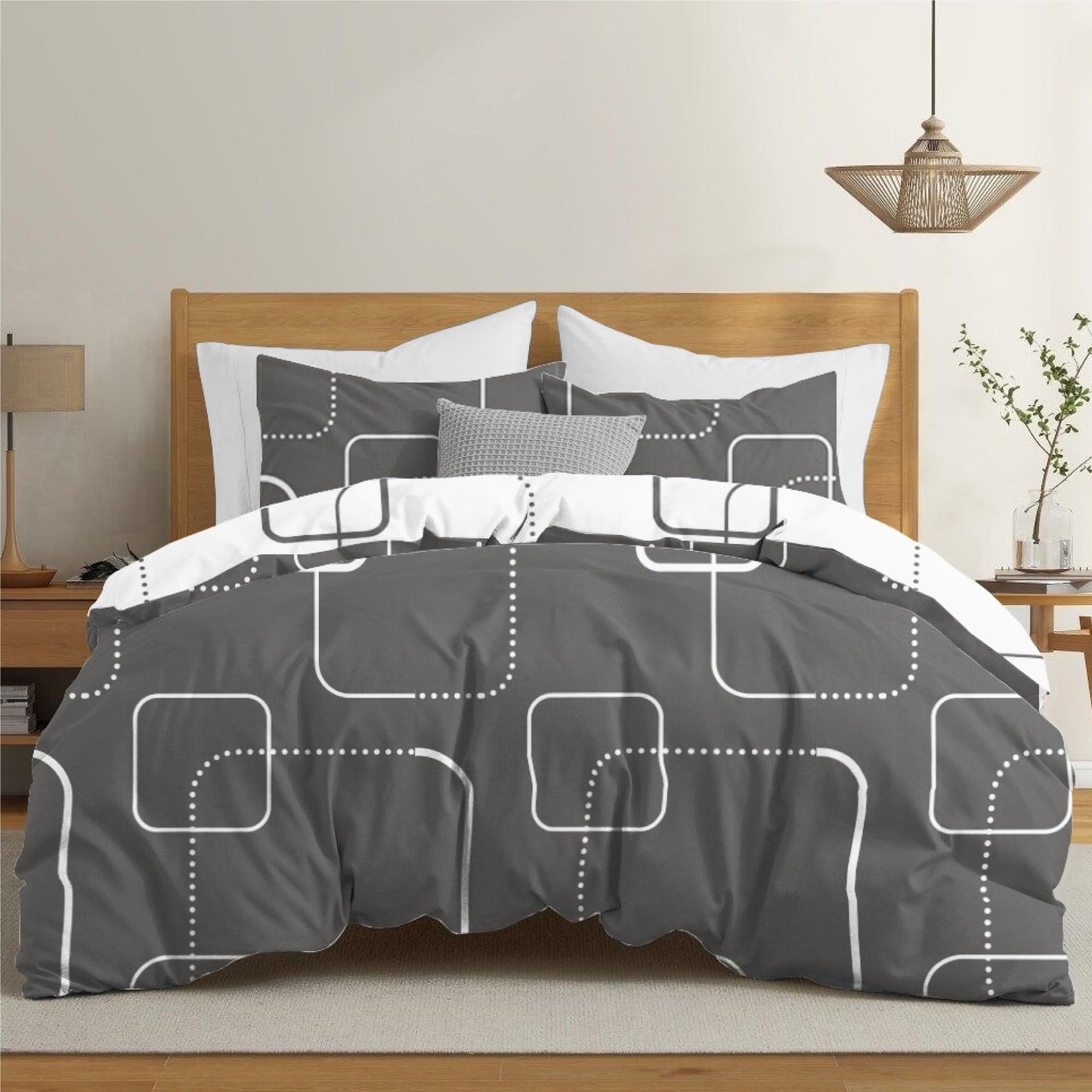 Dreamzie Bed Linen Set 155 x 220 cm with 2 Pillowcases 80 x 80 cm, Botanic Motif Sage Green, Adult Bed Linen, 155 x 220 cm, Made of 100% Microfibre, Certified, No Chemicals (OEKO TEX)