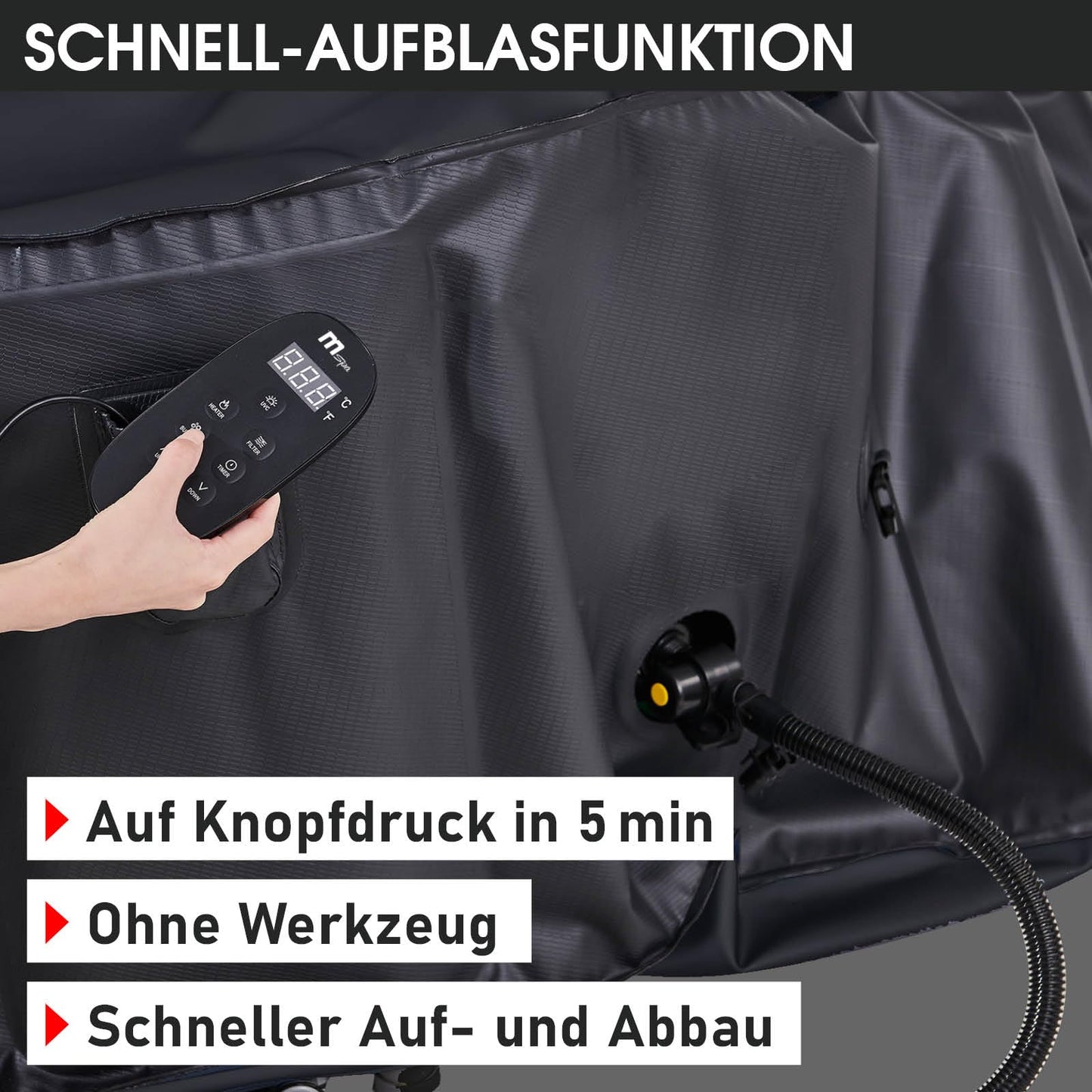 BRAST® Whirlpool aufblasbar MSpa | 4-8 Personen | viele Modelle rund und eckig | Ø 125-224cm | In- Outdoor Pool | bis zu 144 Massagedüsen | inkl. Aufblasfunktion Abdeckung Timer Heizung | Duet