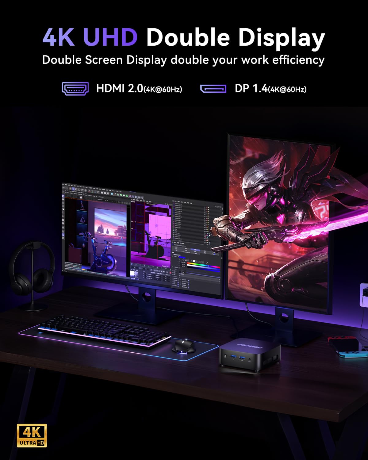 ACEMAGICIAN Alder Lake N95 Mini PC 3.4GHz 16GB DDR4 RAM 512GB M.2 SSD Micro Desktop Computer, 4K UHD HDMI+DP, Dual Band WiFi/BT4.2/Gigabit Ethernet for Business, Home Theater, W11 Pro