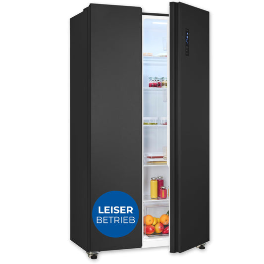 Exquisit Side-by-Side Fridge, Fridge-Freezer, NoFrost, 442 Litres, Quick Freeze, Alarm, 4-Star Freezer, LED Display, SBS546-040E inoxlook-az