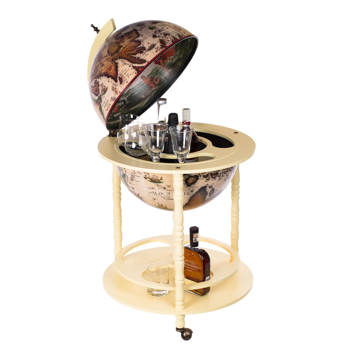 Birendy, giant globe design bar trolley with a lid and wheels