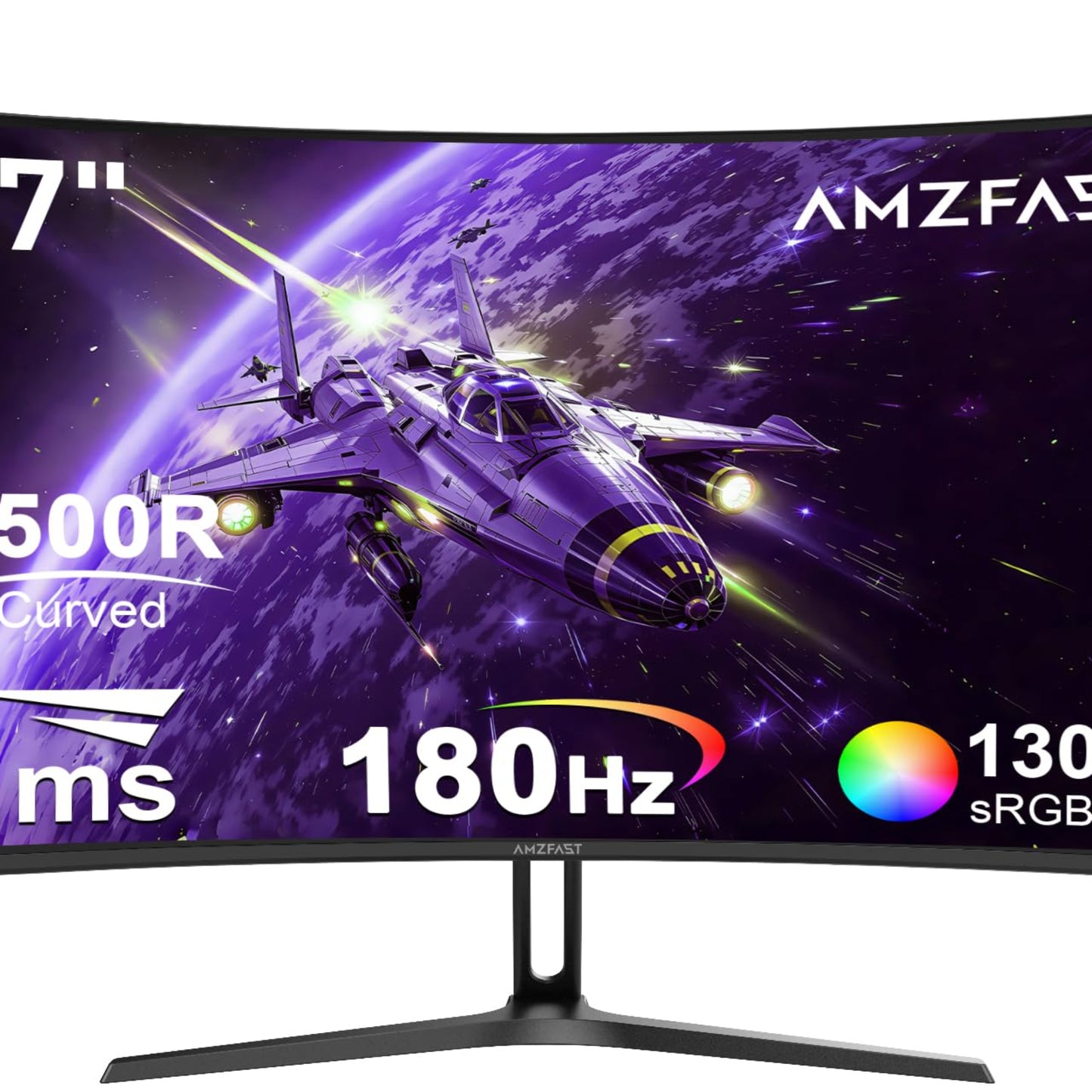 Amzfast 27 Zoll Curved Gaming Monitor - 180Hz, FHD(1920x1080), VA 1500R, 1ms GtG, sRGB 130%, DCI-P3 95%, HDR, Adapive Sync, Blaulichtfilter, VESA 100 * 100, HDMI 1.4/DP 1.2 mit HDMI-Kabel - AMZG27C1