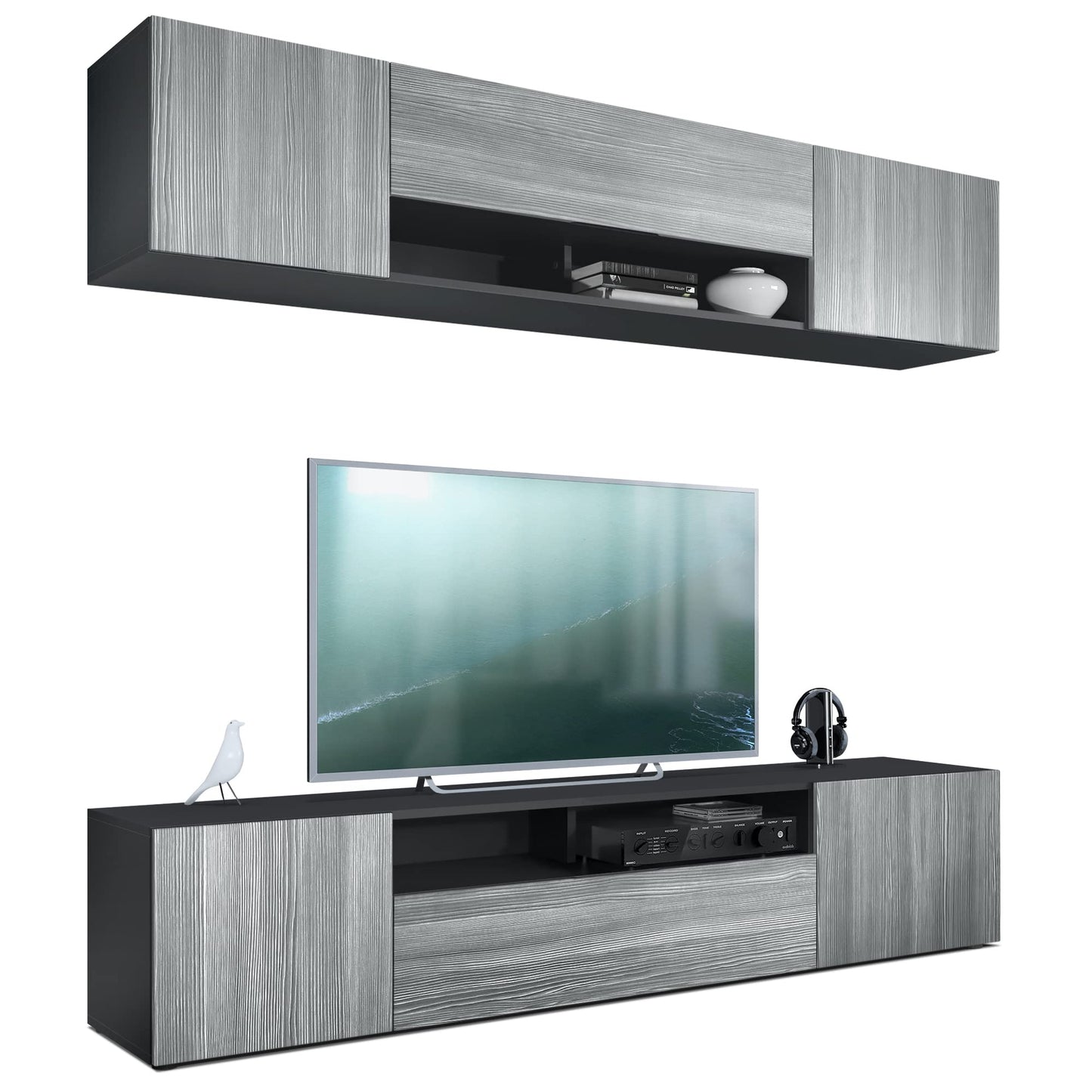 Vladon Mogan Wall Unit Black