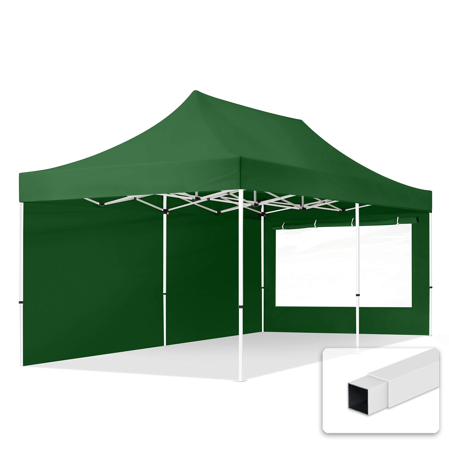 TOOLPORT 3 x 6 m Folding Gazebo Party Tent Gazebo Steel 30 mm 4 Side Panels Panoramic Window Cream