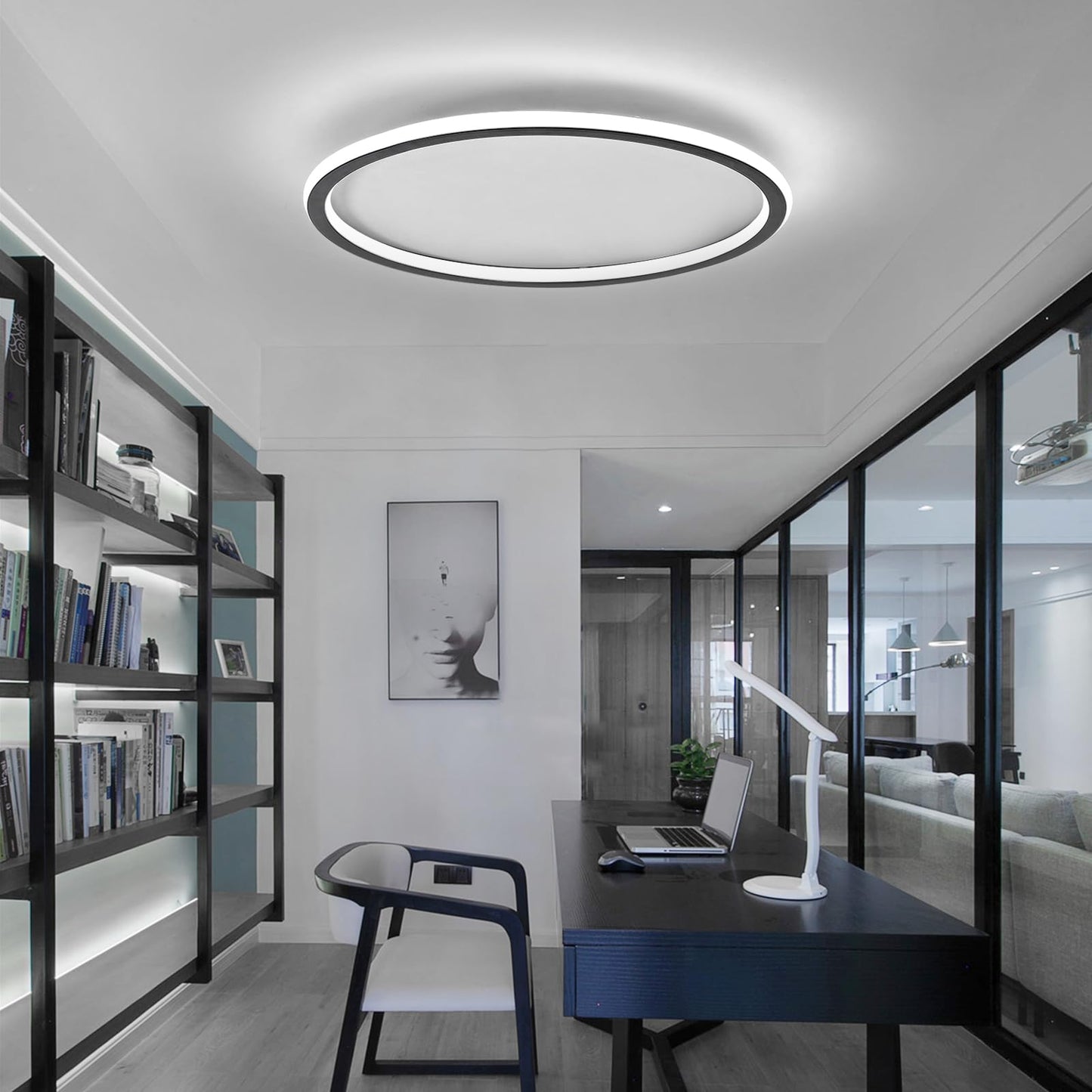 Mikeru 3000K Ceiling Light, 40 cm LED Round Ceiling Lighting, Warm White Ceiling Light, Flush Mount Bathroom Ceiling Lights Without Remote Control for Living Room, Hallway, Bedroom