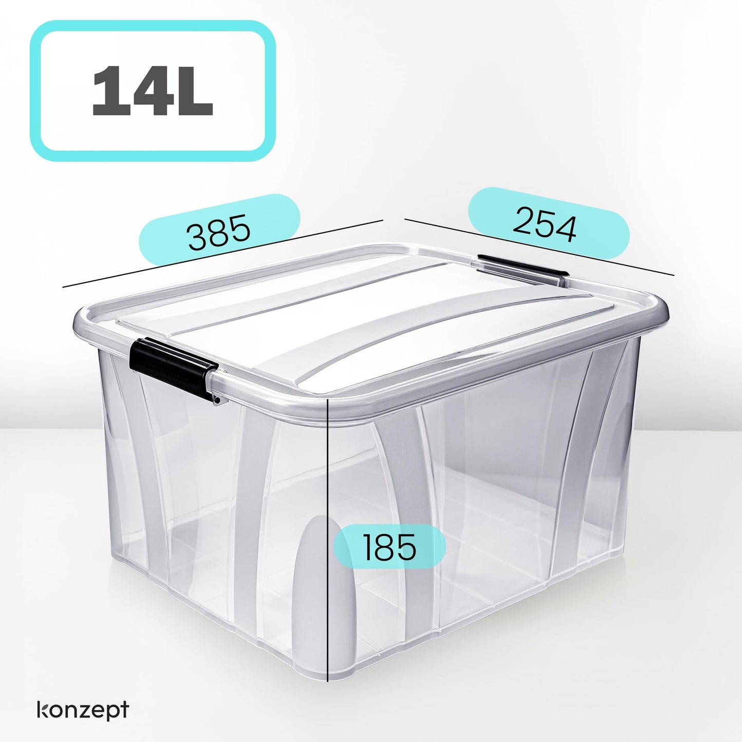 KONZEPT Storage Box with Lid 32L BPA Free Heavy Duty Locking Clips