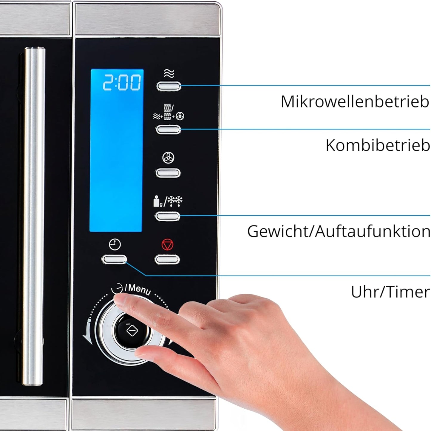 Medion MD 15501 4 in 1 Microwave with Grill / 25 Litres / 900 Watt / 1100 Watt Grill / 2500 Watt Hot Air / 10 Automatic Programs / Silver