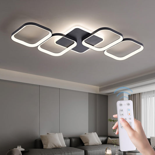 LED Ceiling Light Living Room 40 W 4500 LM with Remote Control Continuously Dimmable 2700-6500 K, Living Room Lamp with Memory Function Made of Metal for Bedroom Dining Room Hallway