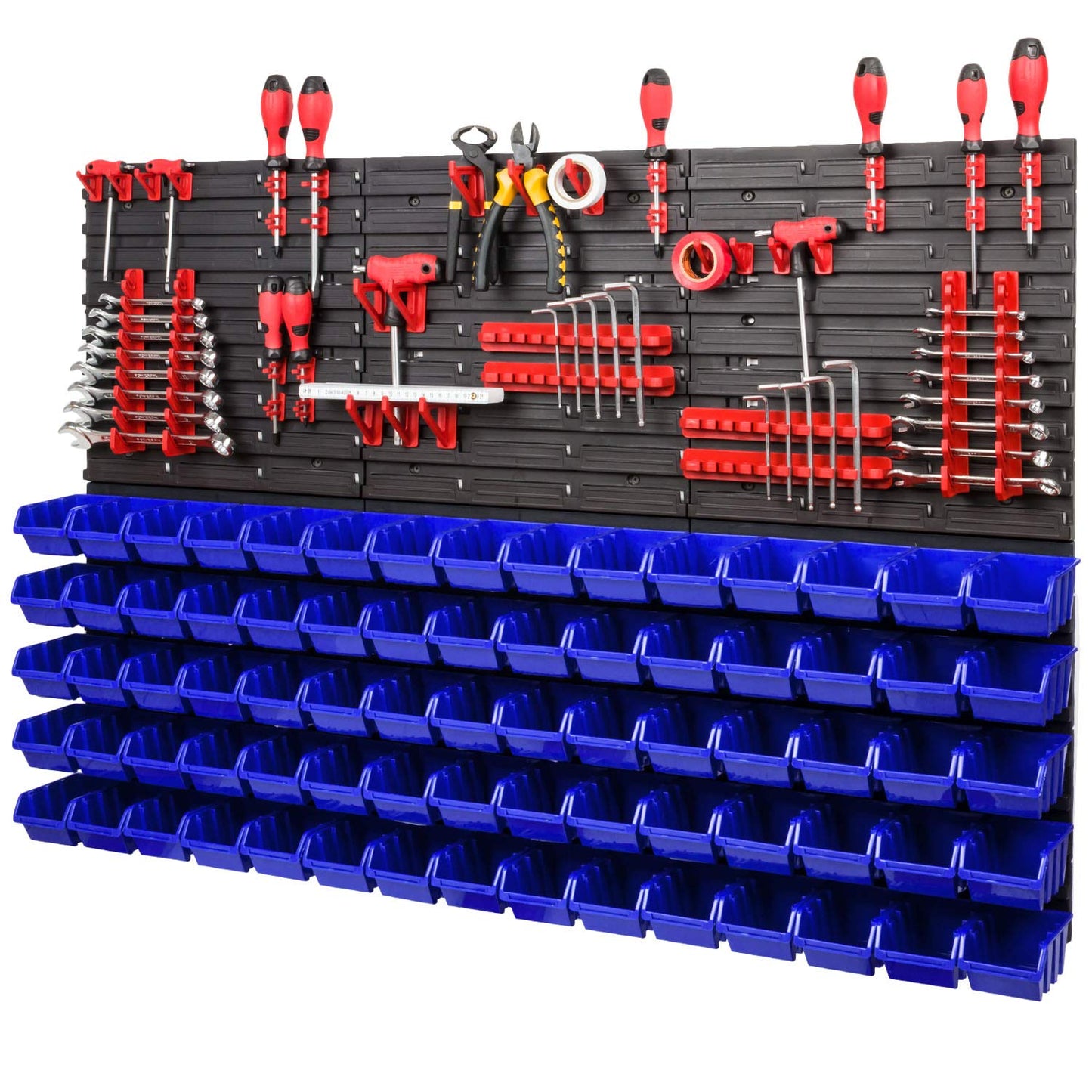 Storage System, 780 x 1152 mm, Stacking Boxes, Wall Shelf, 20 Holders, Storage Boxes, 44 Boxes, 5 Compartments
