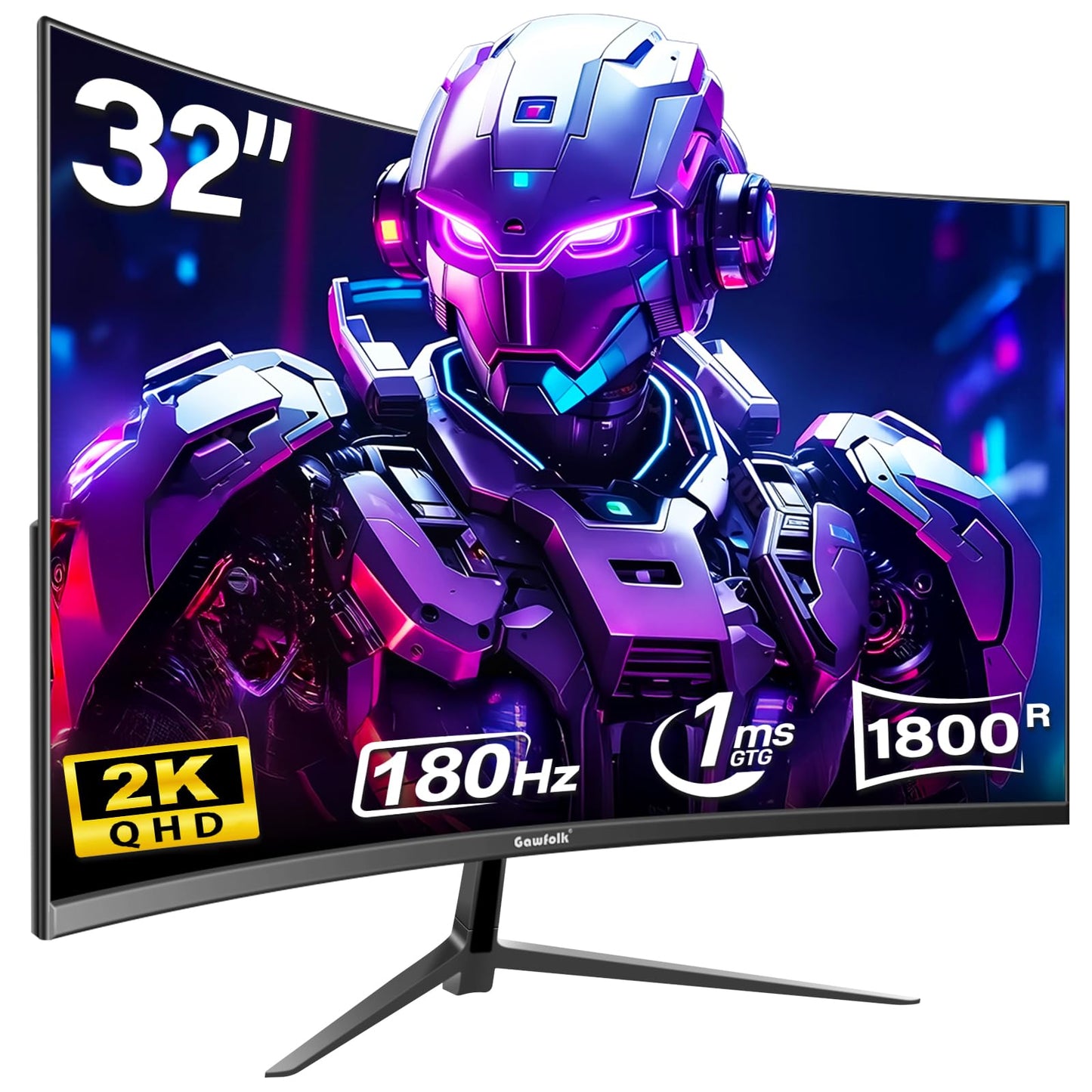 Gawfolk Curved Monitor 24.5 Inch 120Hz with Speaker, 3000R Curved PC Screen FHD 1080P, White Computer Monitor with Eye Care Technology HDMI VGA, Supports VESA