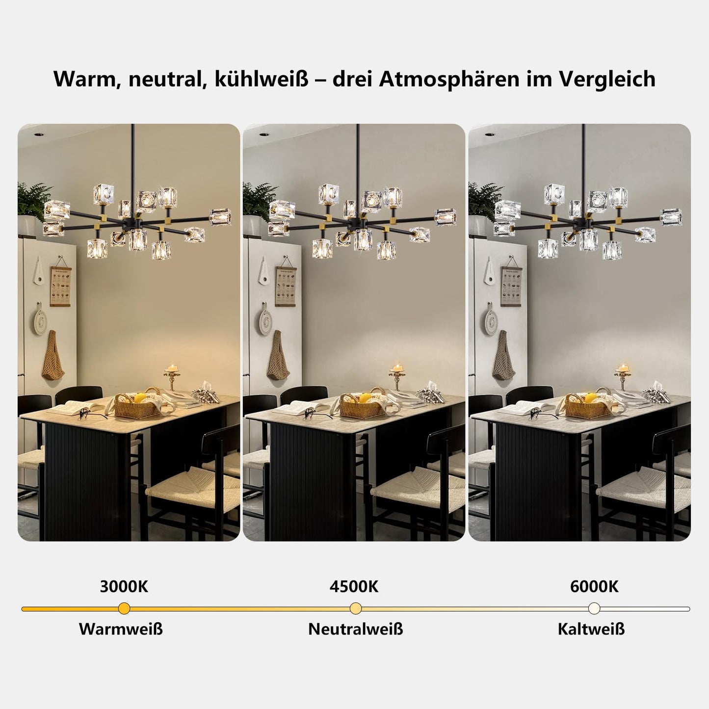 Crystal Ceiling Light, Modern Black and Gold Ceiling Lamp, 8 Lights Design, K9 Crystal Chandelier, Semi-Flush Luxury Ceiling Light for Bedroom, Living Room and Dining Room
