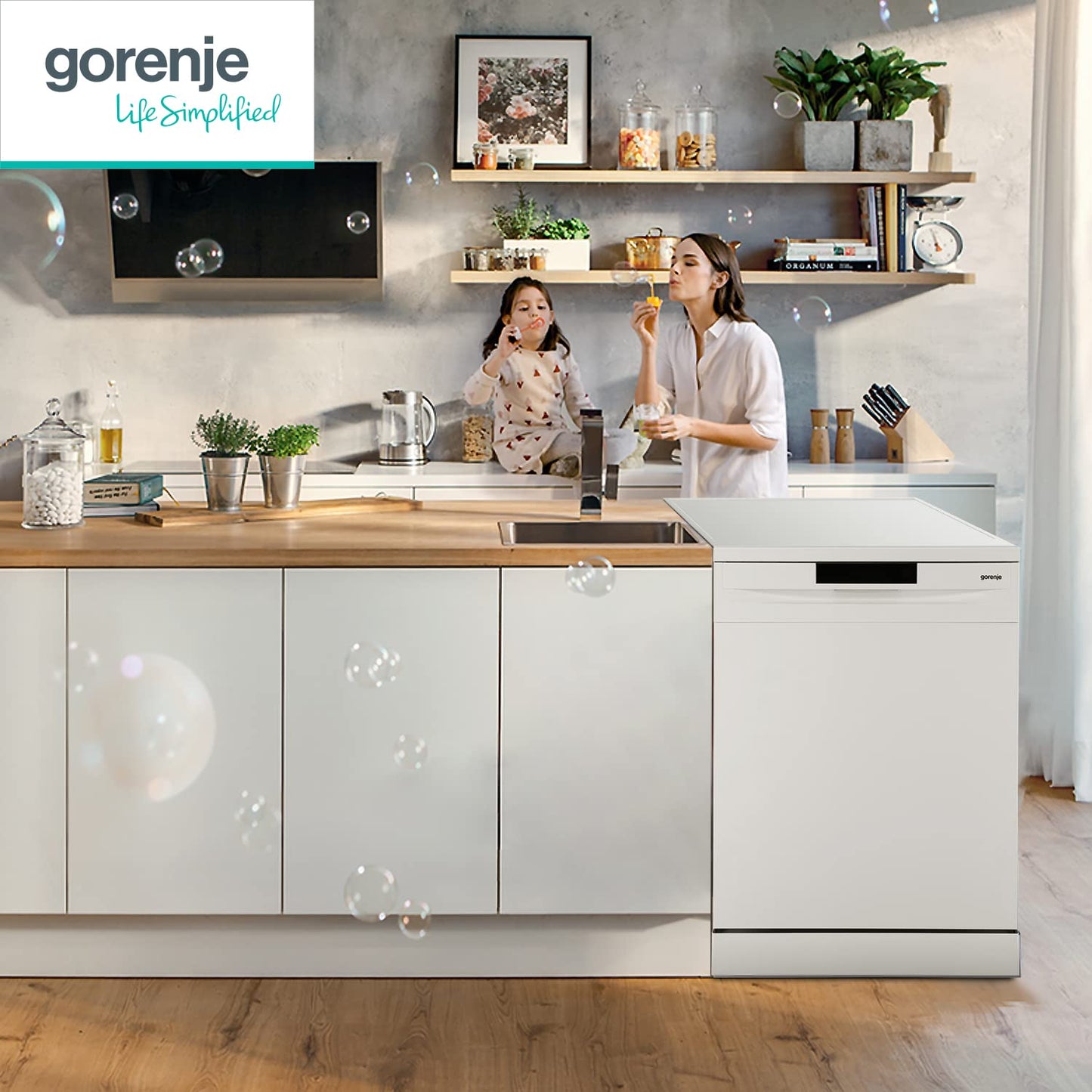 Gorenje GS643C90W Dishwasher/Freestanding/60 Width/16 Place Settings/6 Programmes/TotalDry/Total AquaStop/MultiClack/FlexUse/Intensive Programme/Crystal Glass/Energy Efficiency: C/Dimensions (H x W x