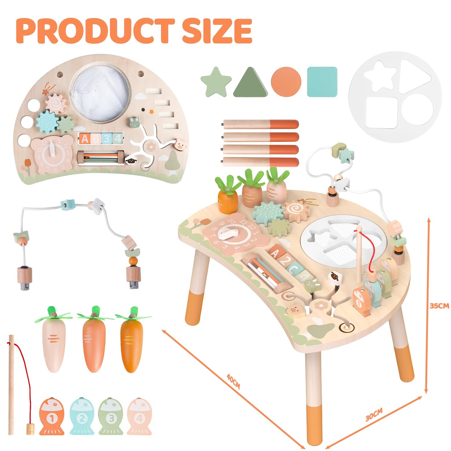 Wooden Activity Table for Children, Baby Montessori Toy 9-in-1 Play Table from 1 2 3 Years, Children's Toy Wooden Toy Activity Table from 12+ Months, Birthday Day, Christmas Gift 1+ Year