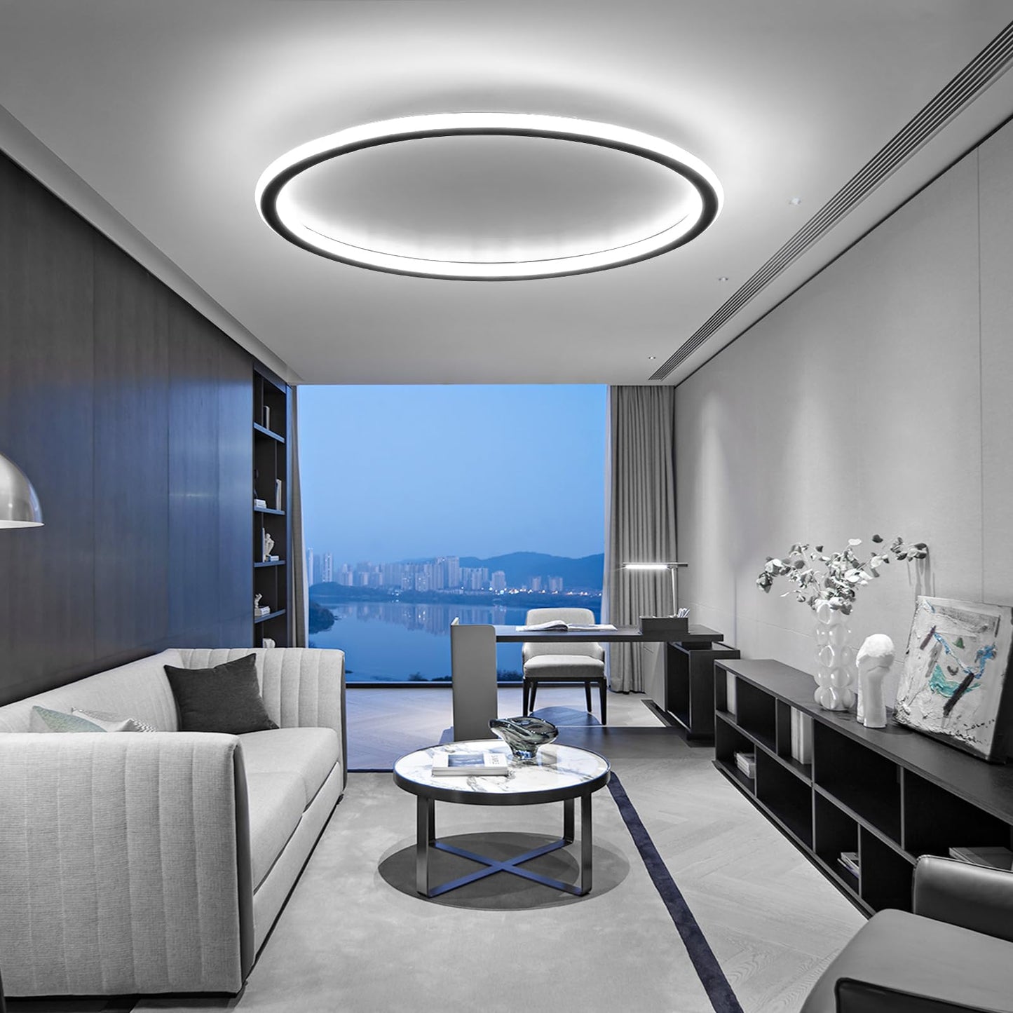 Mikeru 3000K Ceiling Light, 40 cm LED Round Ceiling Lighting, Warm White Ceiling Light, Flush Mount Bathroom Ceiling Lights Without Remote Control for Living Room, Hallway, Bedroom