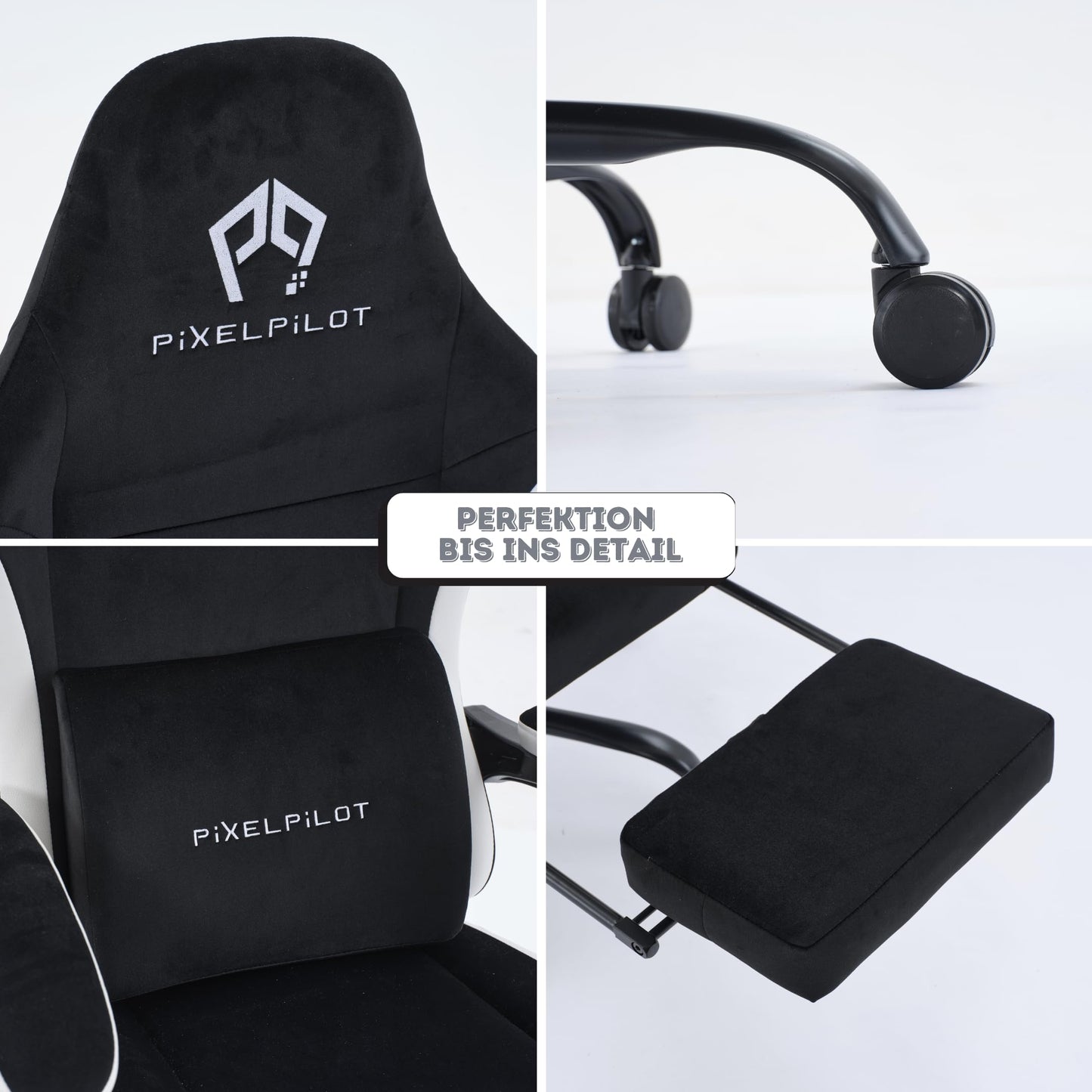 PixelPilot Ergonomic Gaming Chair [Breathable Fabric] Gaming Chair with Footrest, Head and Lumbar Support, Gamer PC Chair Wide Seat, Office Chair 150 kg Load Capacity (Nebula I, Grey)
