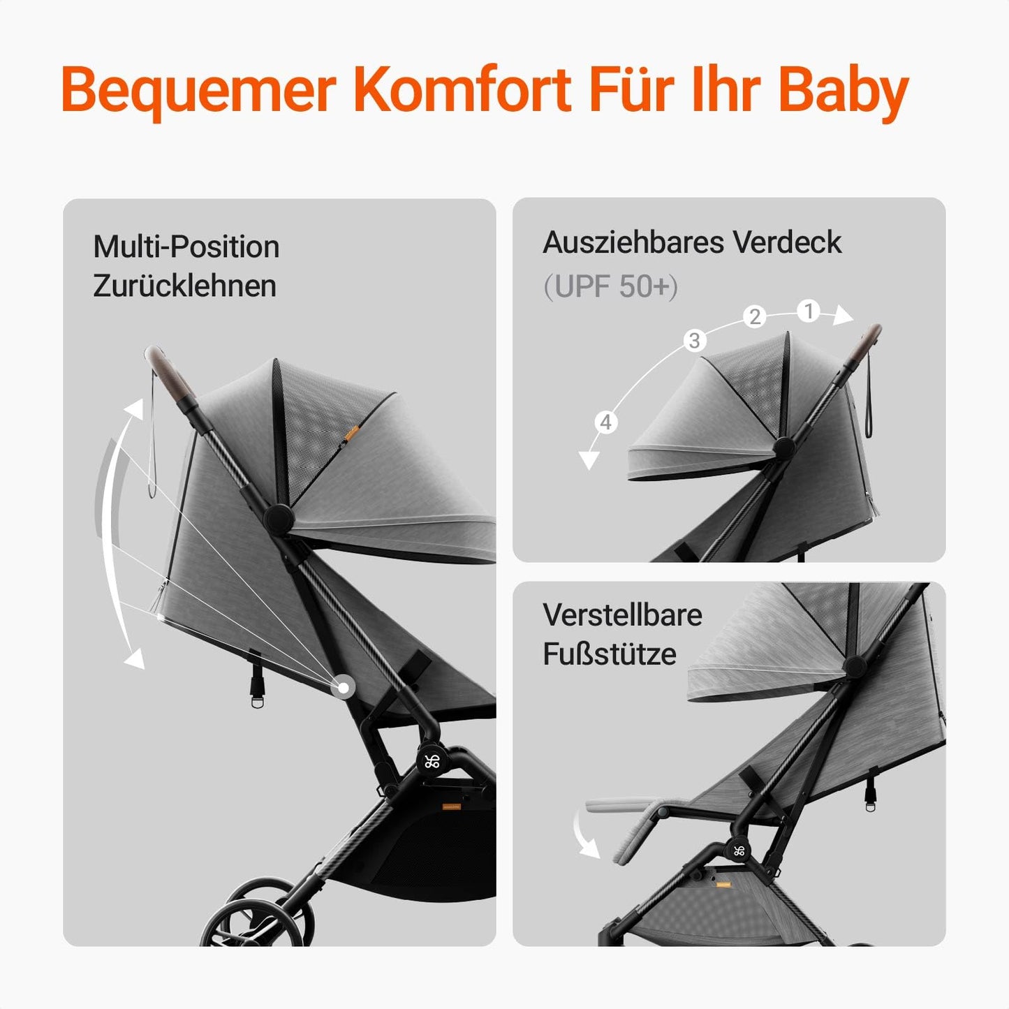 MAMAZING Baby Travel Buggy Pushchair for 6 - 4 Years up to 22 kg, Hand Luggage, Suitable for Small Folding Buggy Aeroplane with One-Handed Folding Design, Lightweight and Compact (5.26 kg) Made of